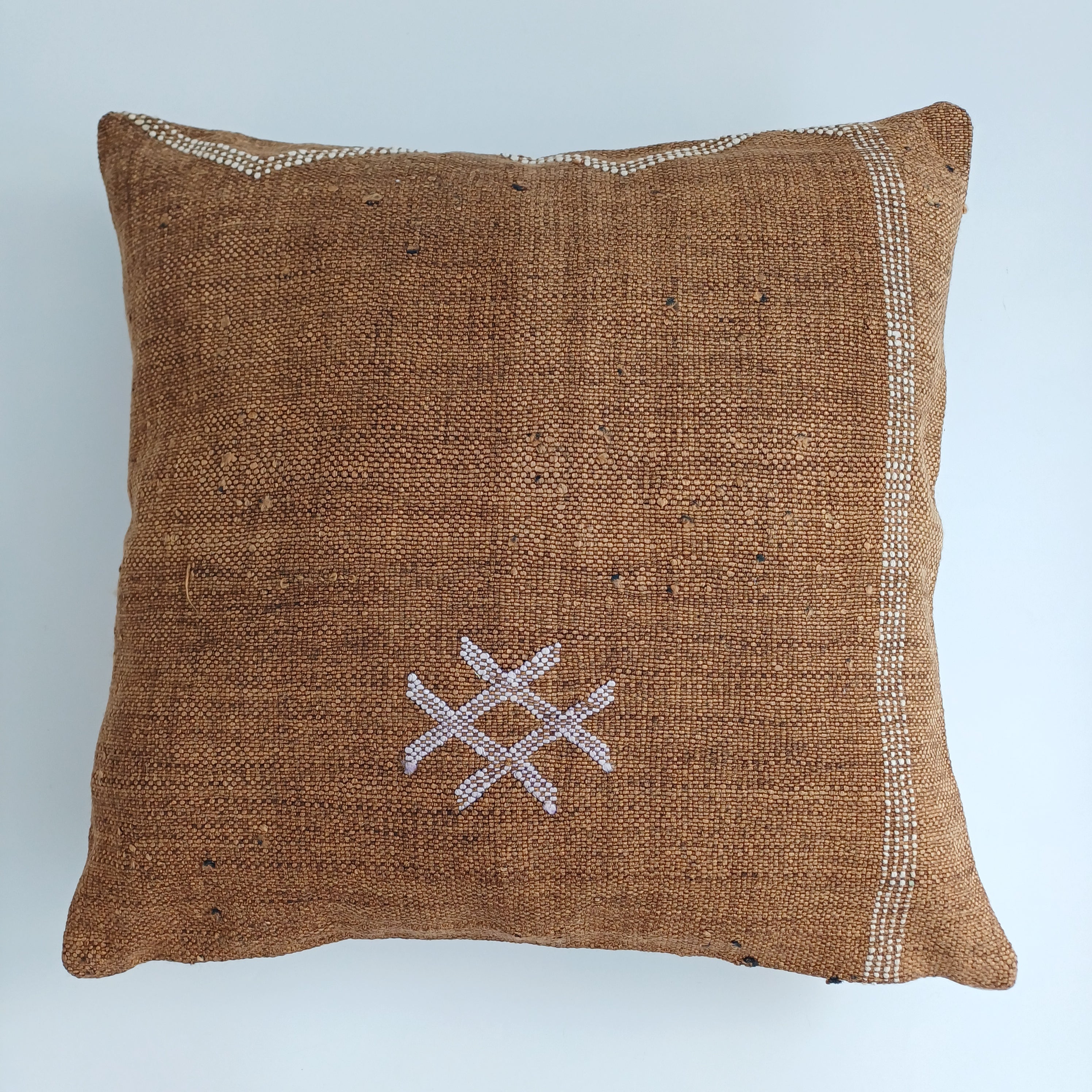Moroccan Handmade Brown Cactus Silk Cushion Cover 16''x16'' / 40x40 CM