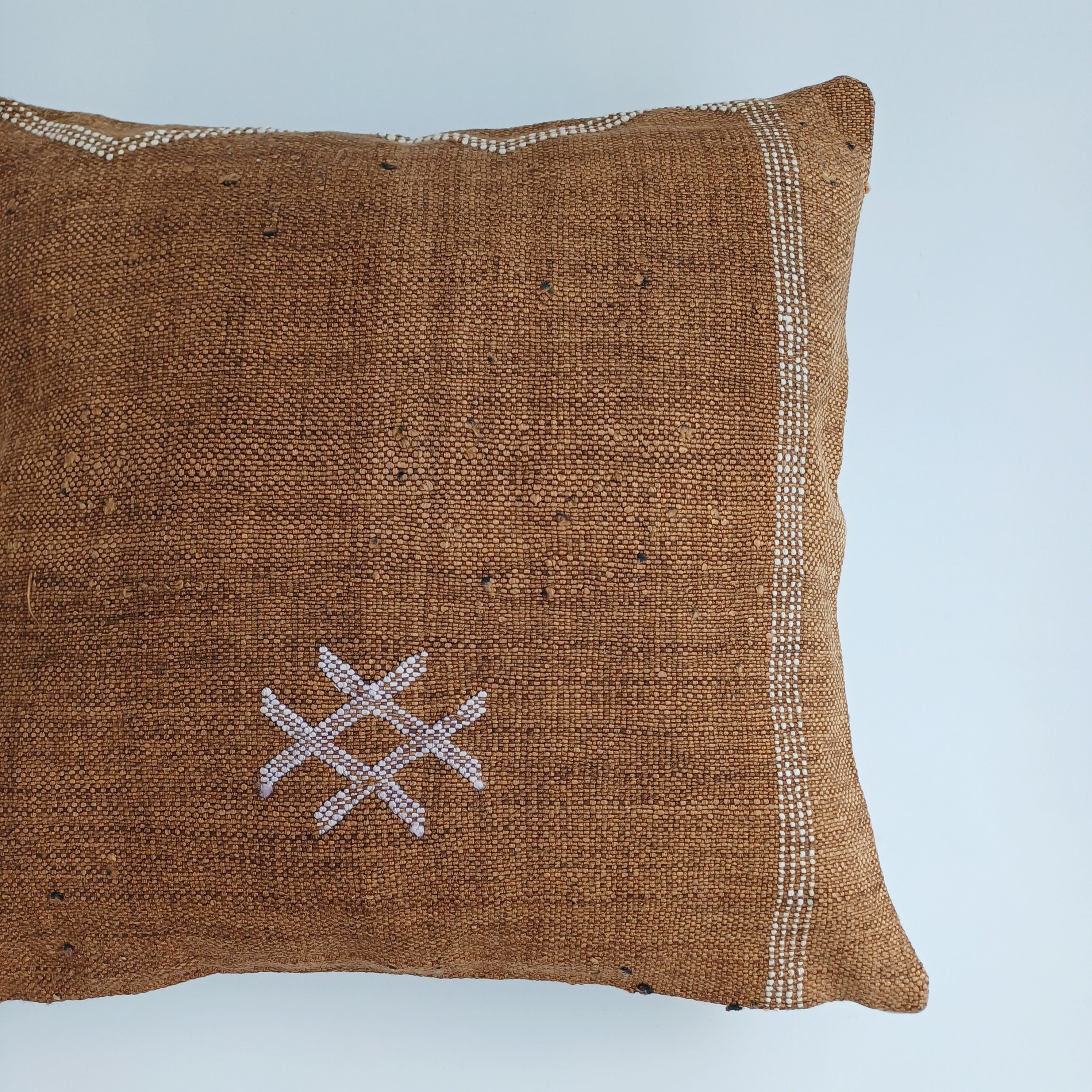 Moroccan Handmade Brown Cactus Silk Cushion Cover 16''x16'' / 40x40 CM