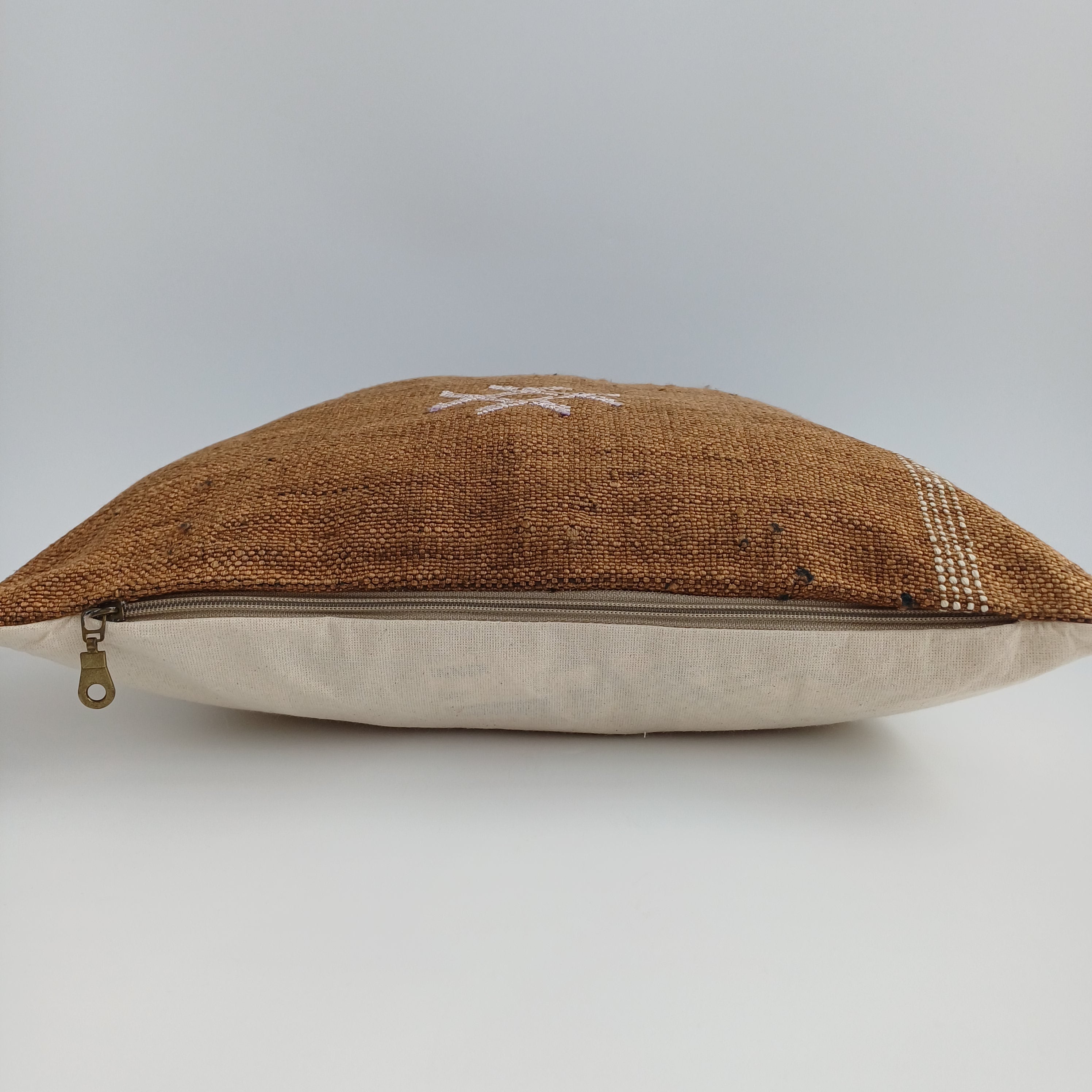 Moroccan Handmade Brown Cactus Silk Cushion Cover 16''x16'' / 40x40 CM