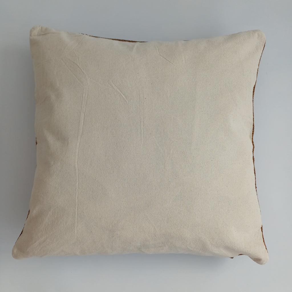 Moroccan Handmade Brown Cactus Silk Cushion Cover 16''x16'' / 40x40 CM