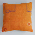 Moroccan Handmade Orange Cactus Silk Cushion Cover 16''x16'' / 40x40 CM