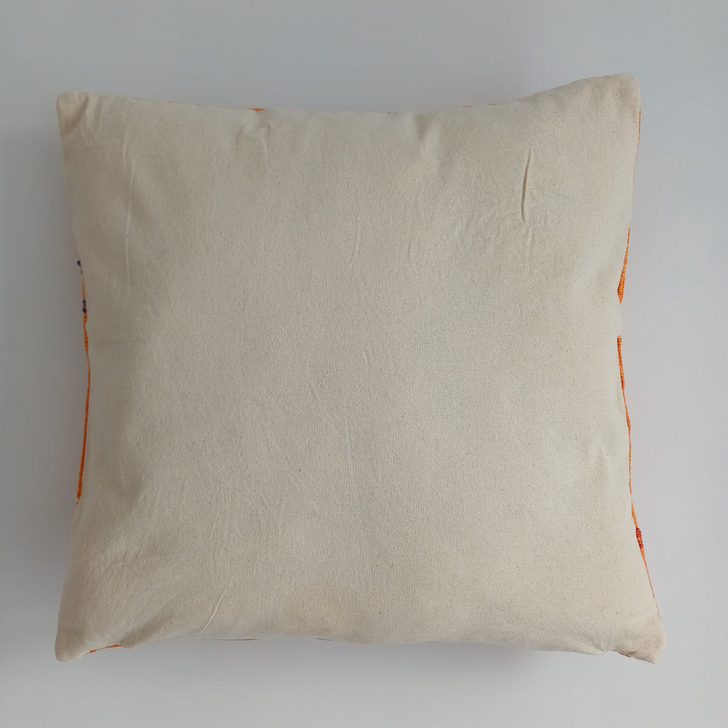 Moroccan Handmade Orange Cactus Silk Cushion Cover 16''x16'' / 40x40 CM