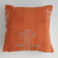 Moroccan Handmade Red Orange Cactus Silk Cushion Cover 16''x16'' / 40x40 CM