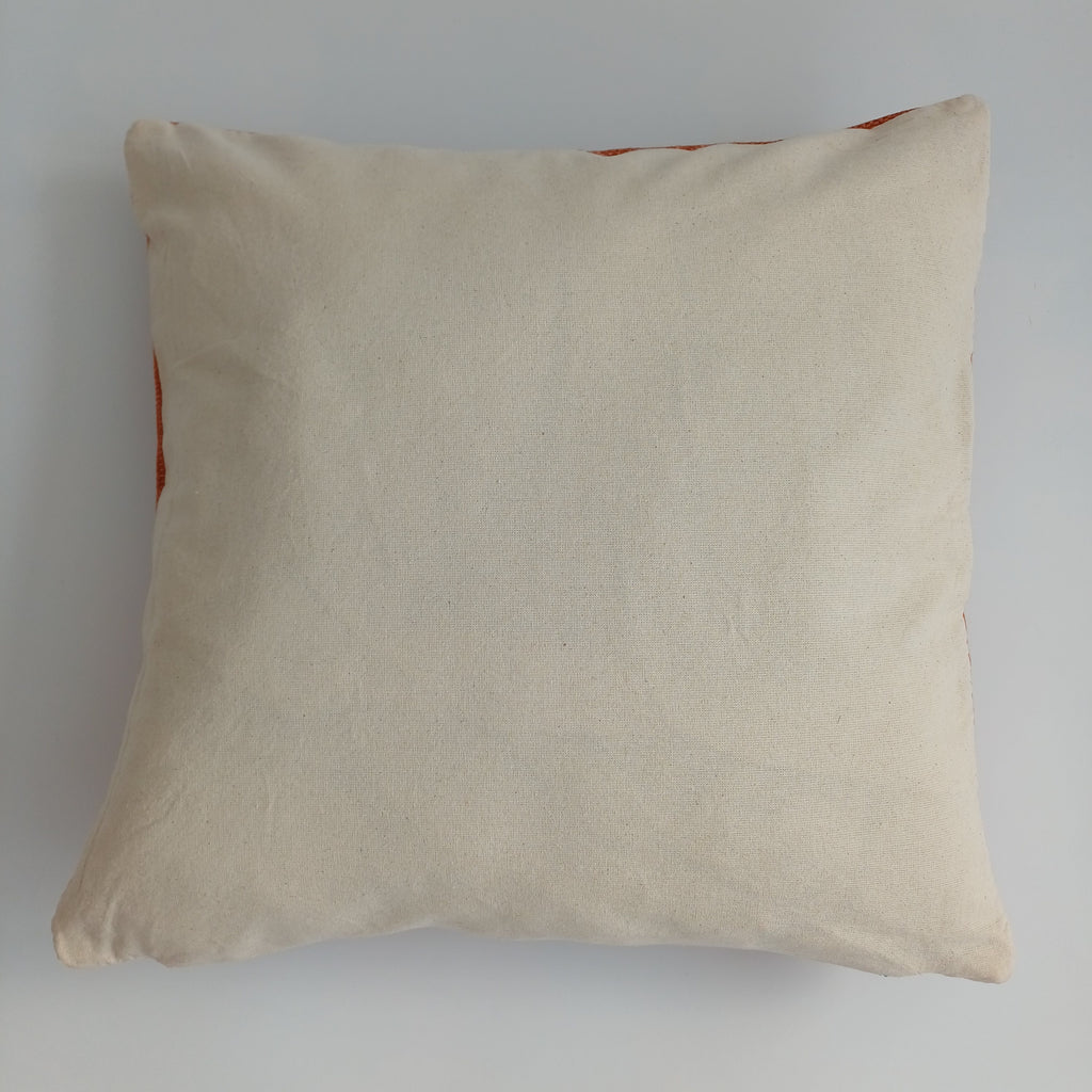 Moroccan Handmade Red Orange Cactus Silk Cushion Cover 16''x16'' / 40x40 CM