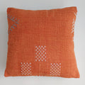 Moroccan Handmade Red Orange Cactus Silk Cushion Cover 16''x16'' / 40x40 CM