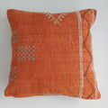 Moroccan Handmade Orange Cactus Silk Cushion Cover 16''x16'' / 40x40 CM