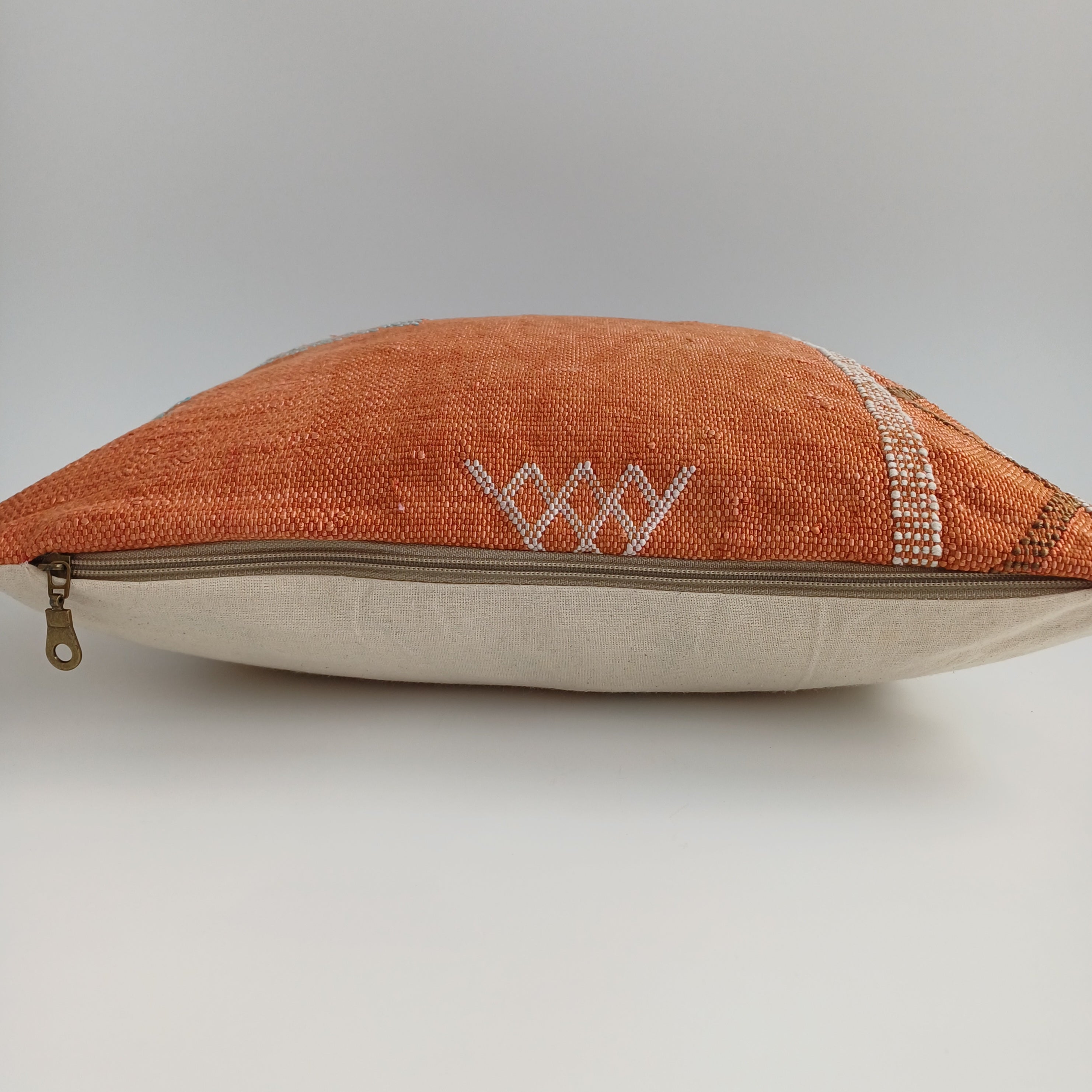 Moroccan Handmade Orange Cactus Silk Cushion Cover 16''x16'' / 40x40 CM