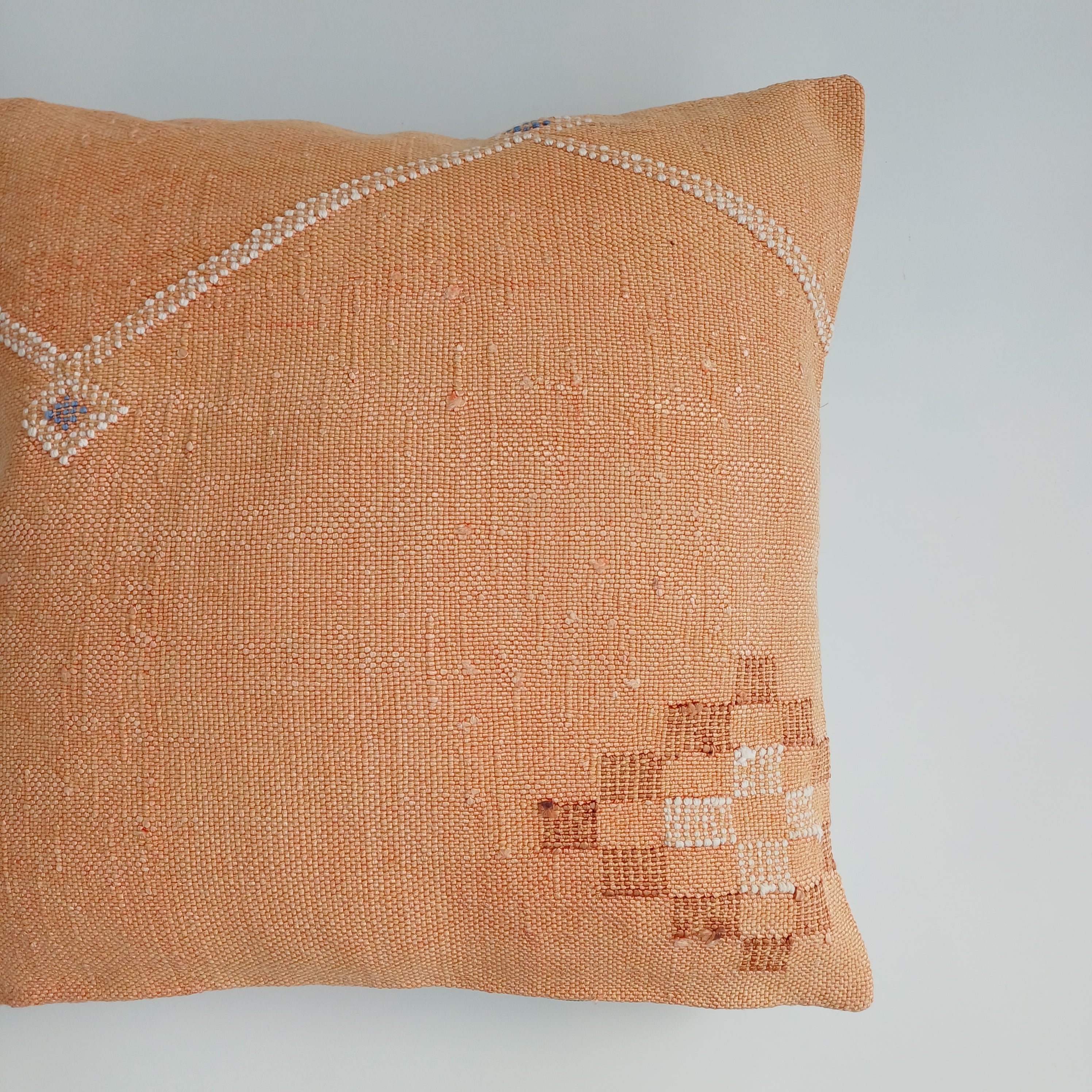 Moroccan Handmade Orange Cactus Silk Cushion Cover 16''x16'' / 40x40 CM