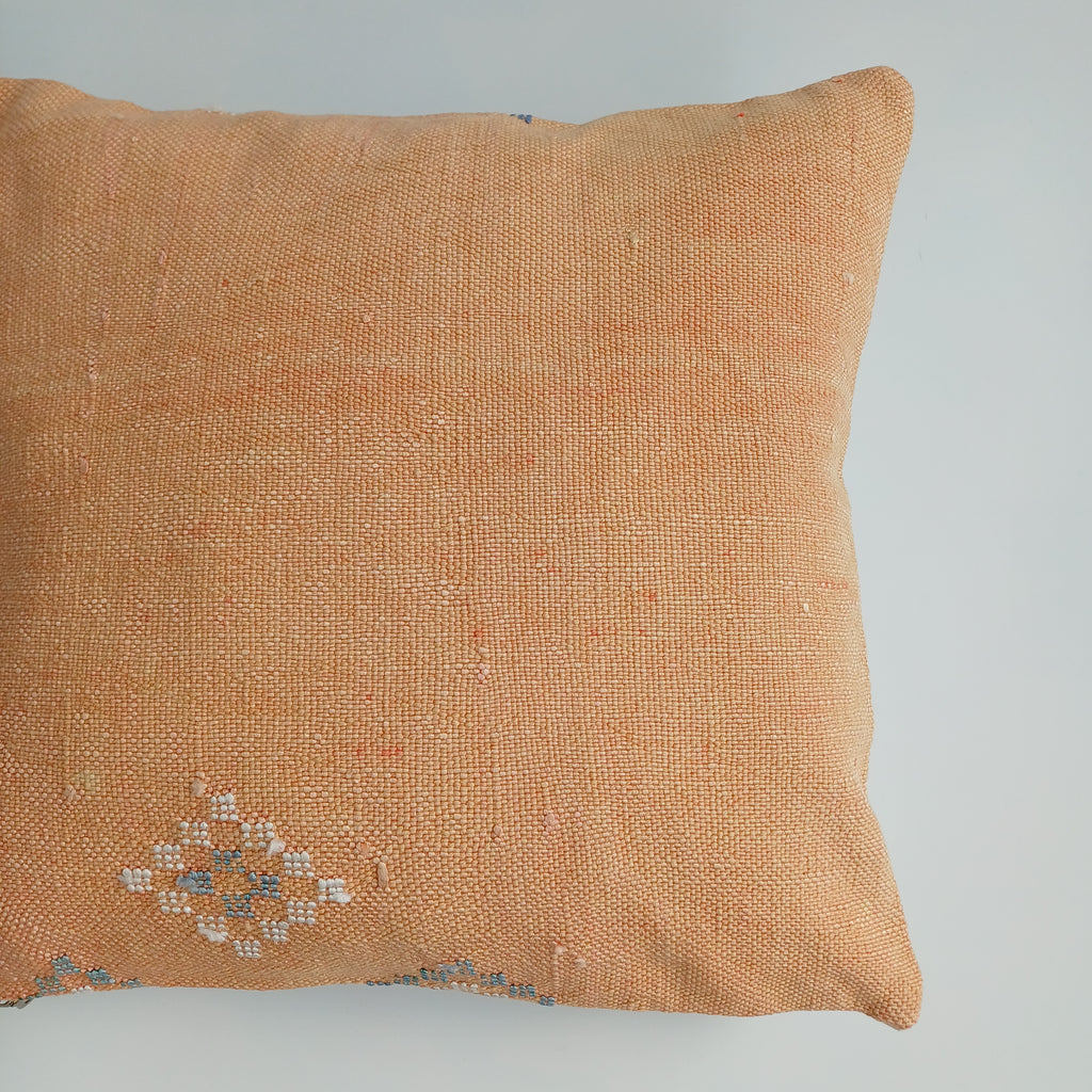 Moroccan Handmade Orange Cactus Silk Cushion Cover 16''x16'' / 40x40 CM