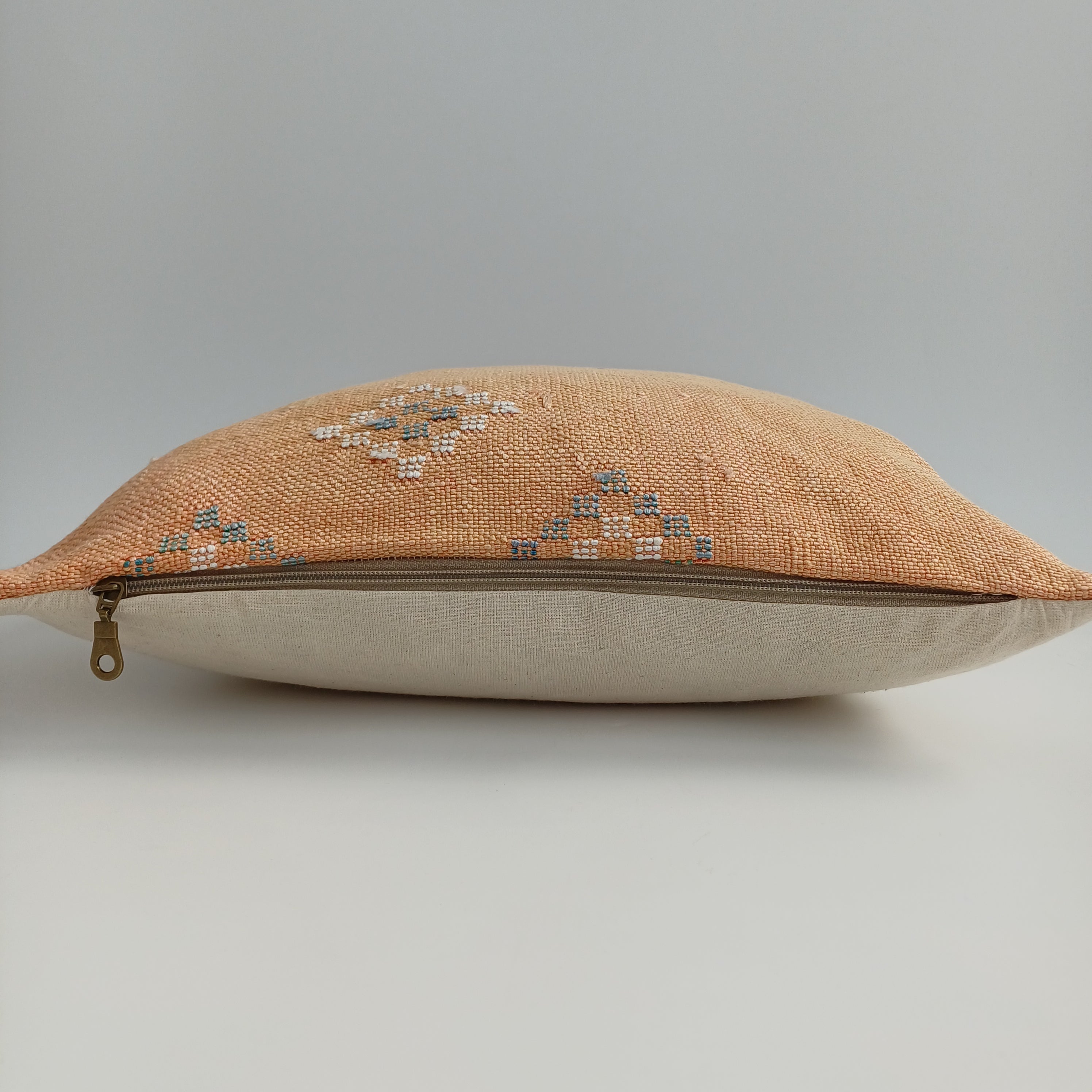 Moroccan Handmade Orange Cactus Silk Cushion Cover 16''x16'' / 40x40 CM