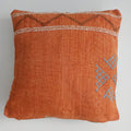 Moroccan Handmade Orange Cactus Silk Cushion Cover 16''x16'' / 40x40 CM