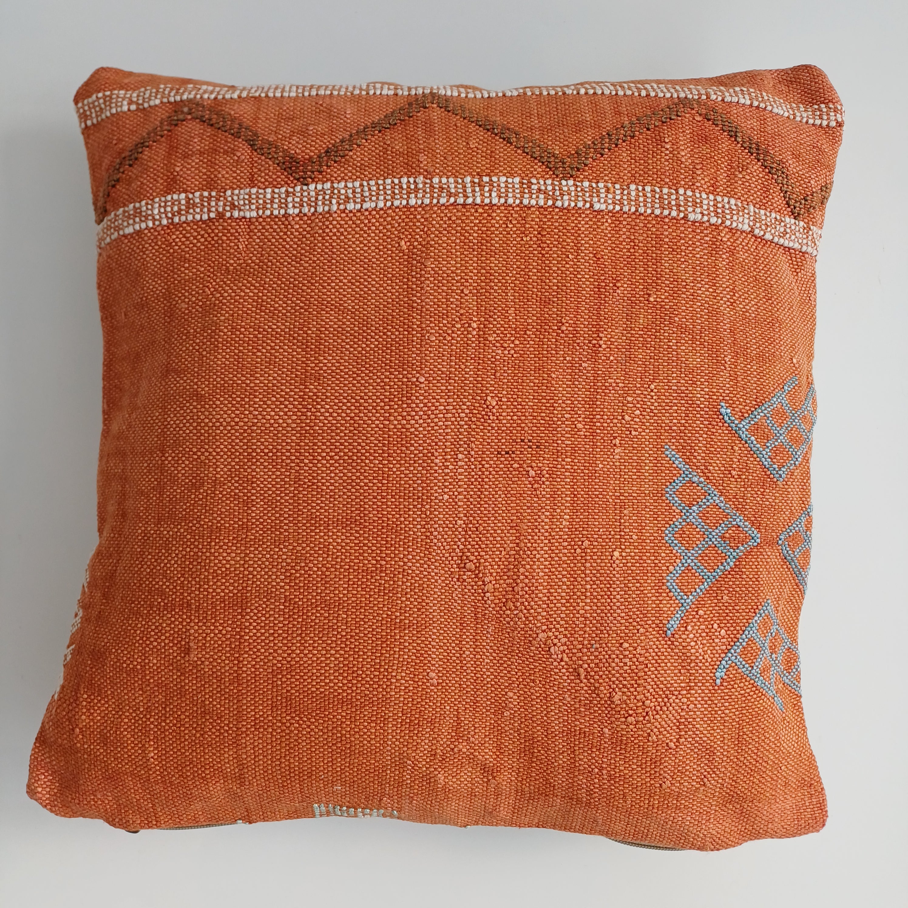 Moroccan Handmade Orange Cactus Silk Cushion Cover 16''x16'' / 40x40 CM