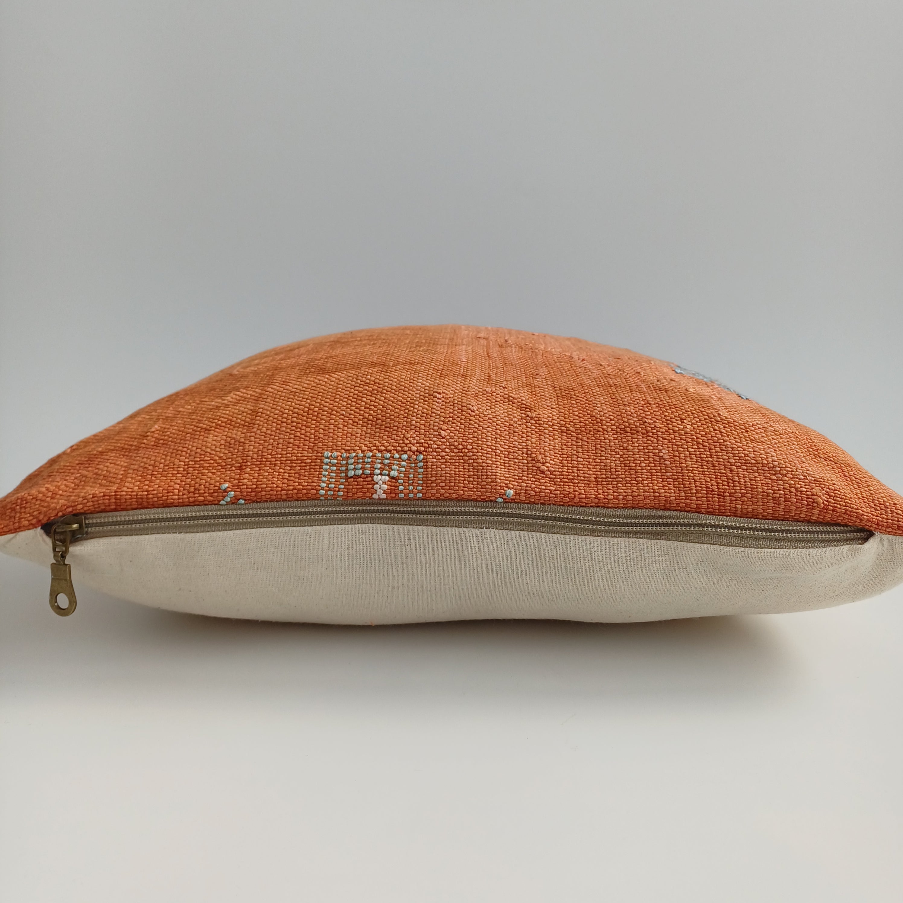 Moroccan Handmade Orange Cactus Silk Cushion Cover 16''x16'' / 40x40 CM