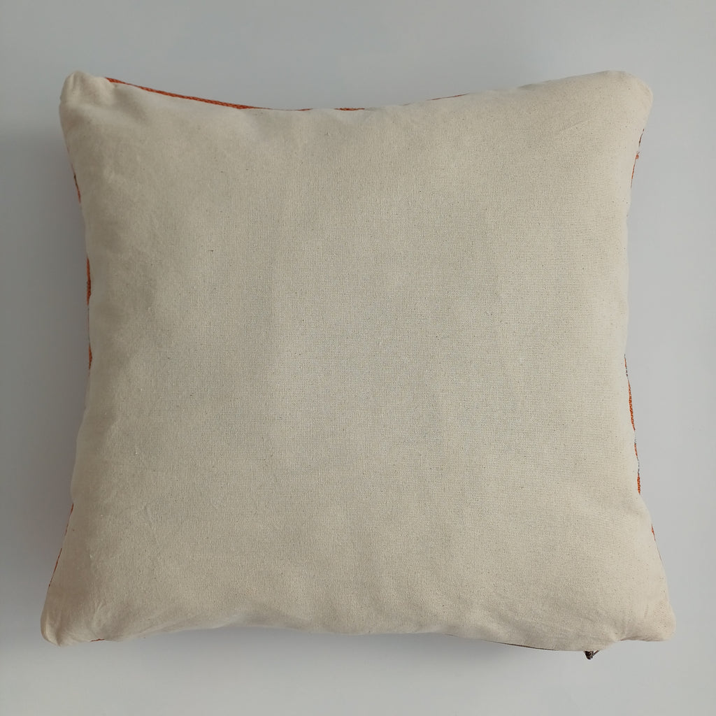 Moroccan Handmade Orange Cactus Silk Cushion Cover 16''x16'' / 40x40 CM
