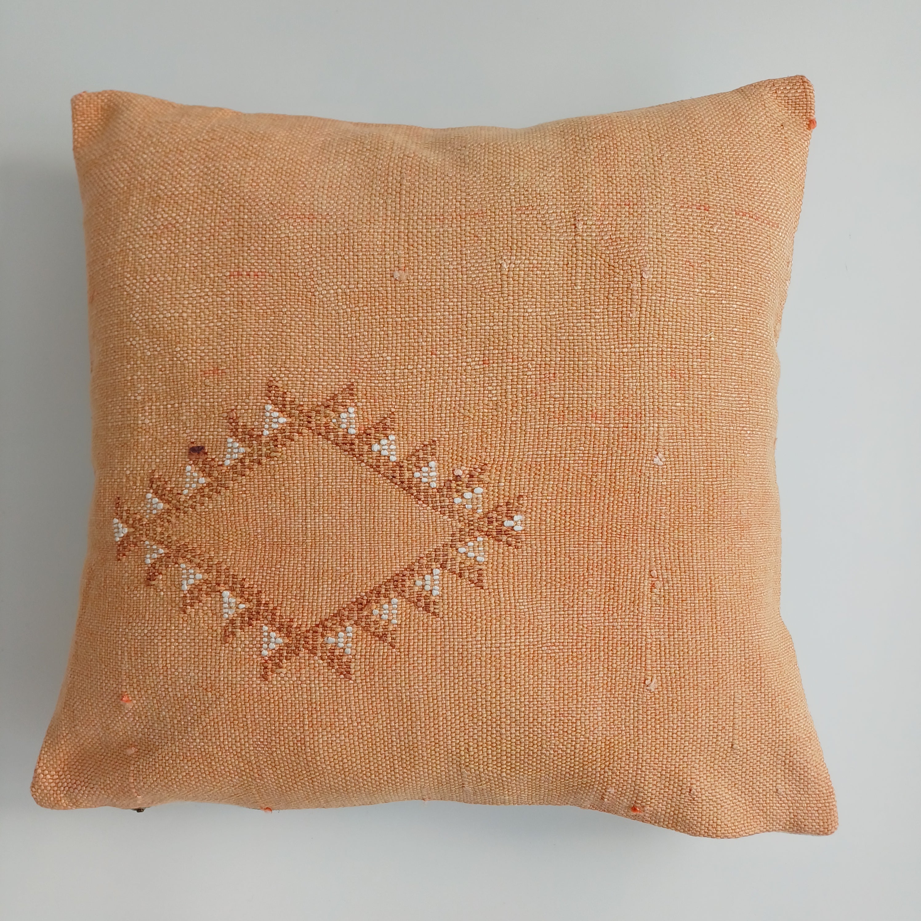Moroccan Handmade Orange Cactus Silk Cushion Cover 16''x16'' / 40x40 CM