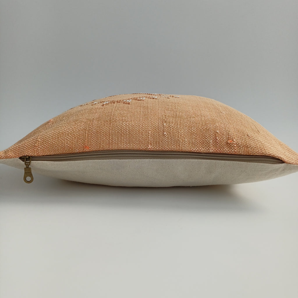 Moroccan Handmade Orange Cactus Silk Cushion Cover 16''x16'' / 40x40 CM