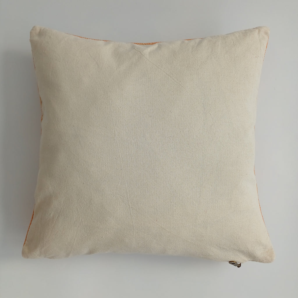 Moroccan Handmade Orange Cactus Silk Cushion Cover 16''x16'' / 40x40 CM