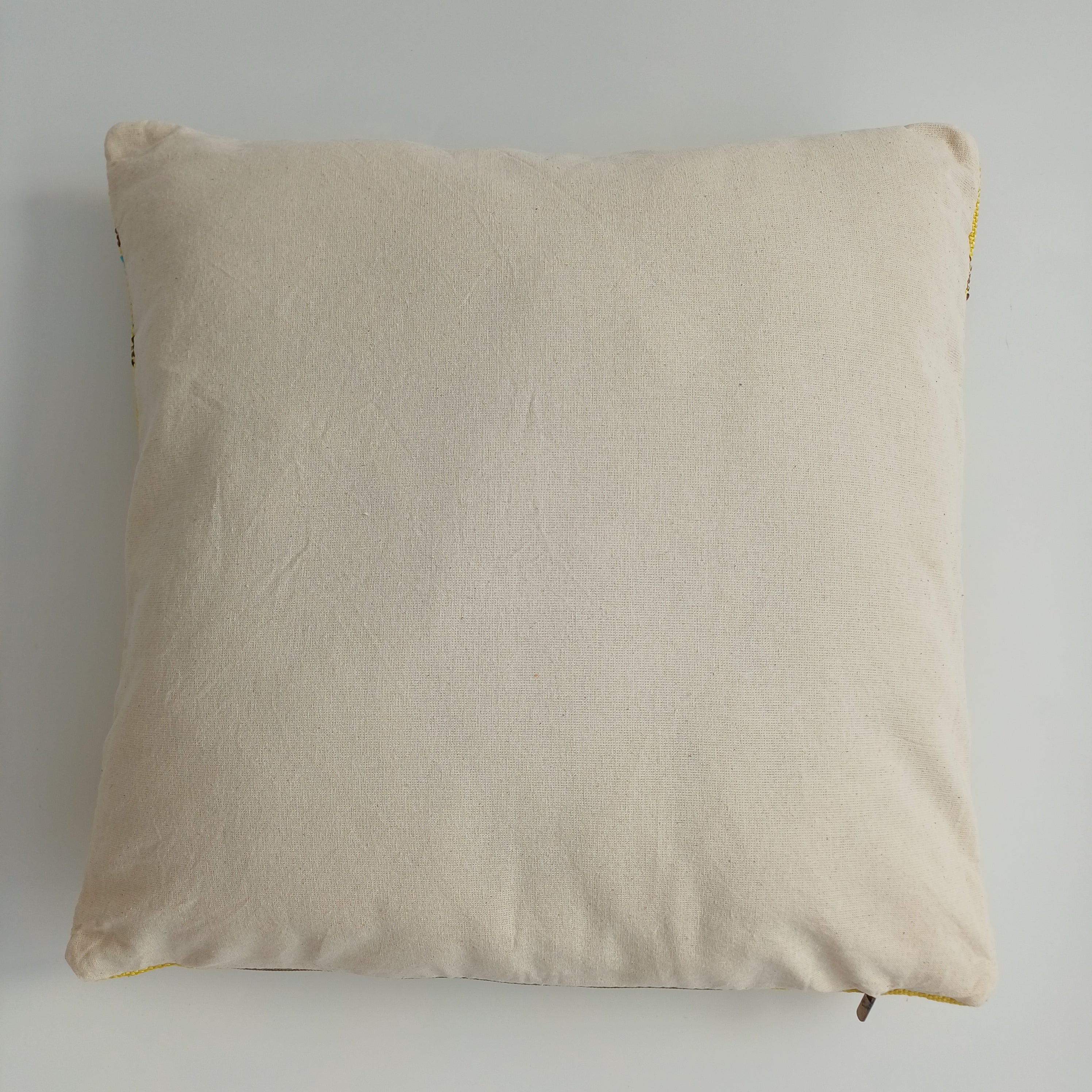 Moroccan Handmade Yellow Cactus Silk Cushion Cover 16''x16'' / 40x40 CM