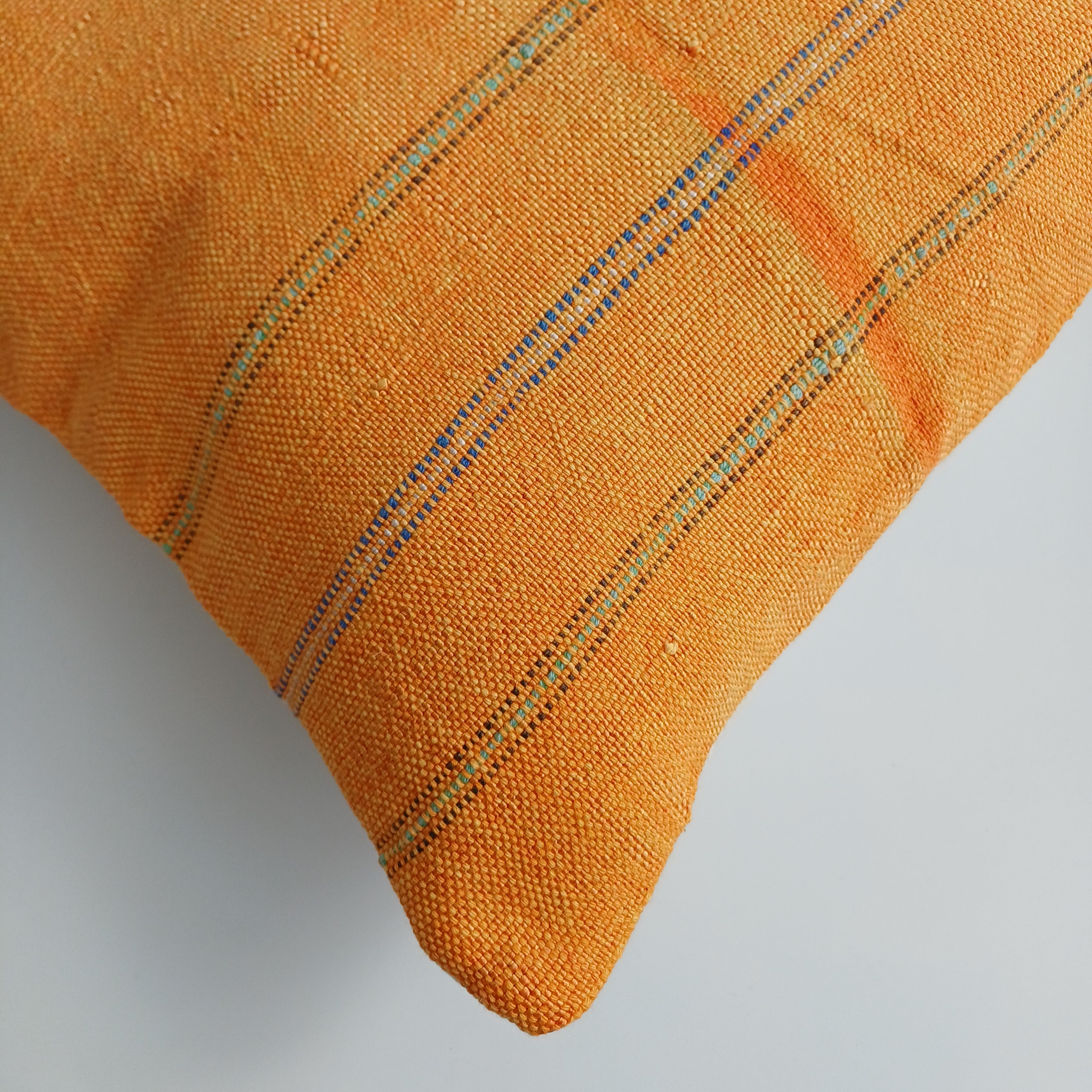 Moroccan Handmade Orange Cactus Silk Cushion Cover 16''x16'' / 40x40 CM