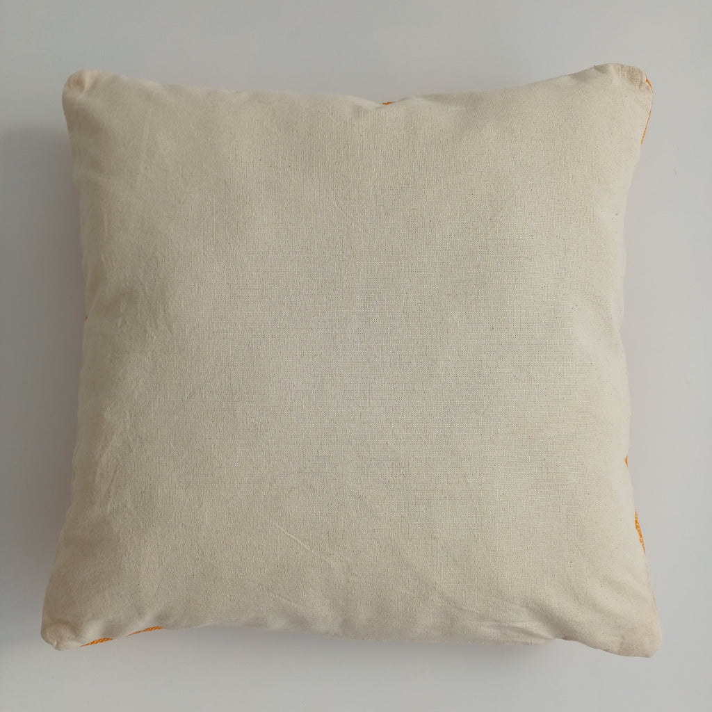 Moroccan Handmade Orange Cactus Silk Cushion Cover 16''x16'' / 40x40 CM