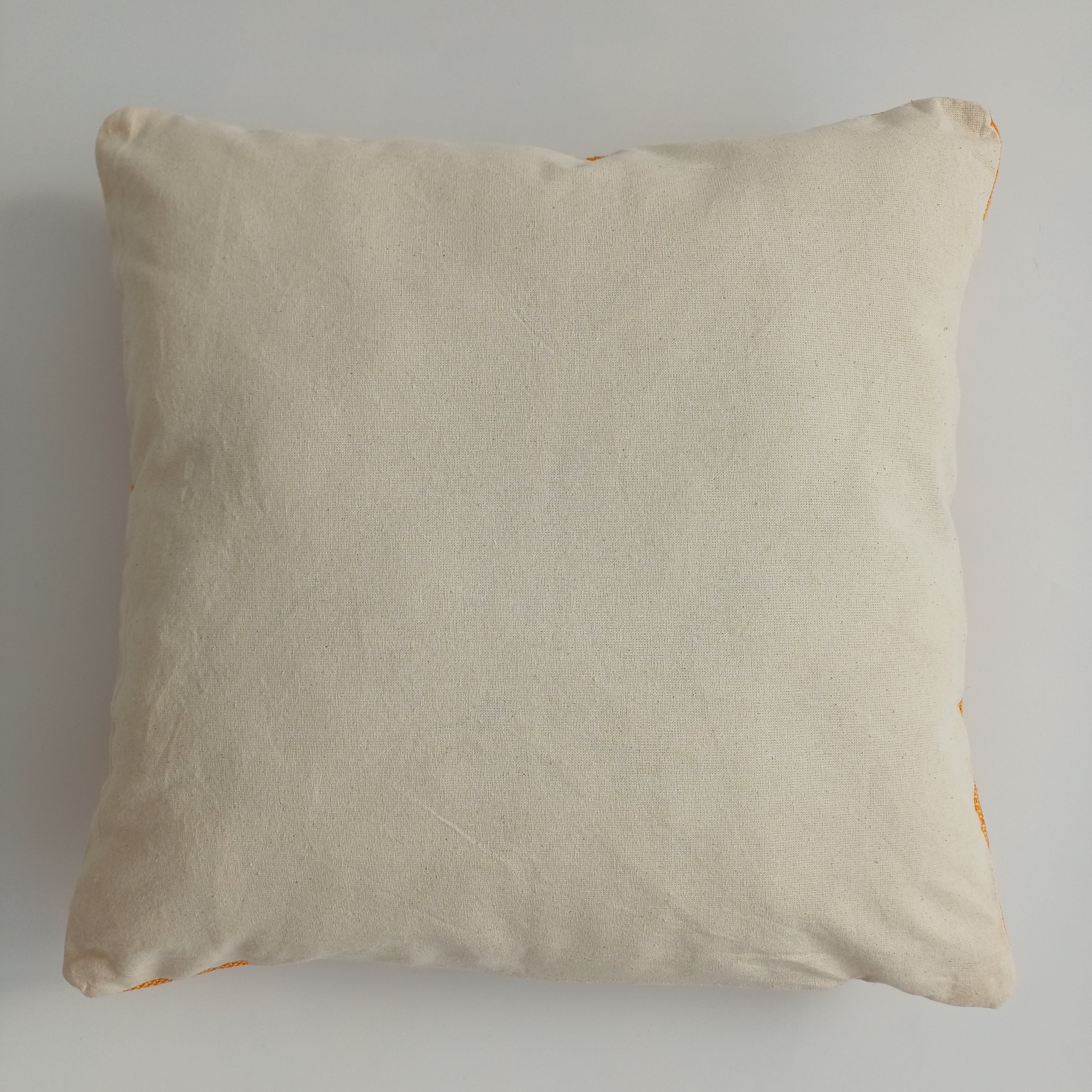 Moroccan Handmade Orange Cactus Silk Cushion Cover 16''x16'' / 40x40 CM