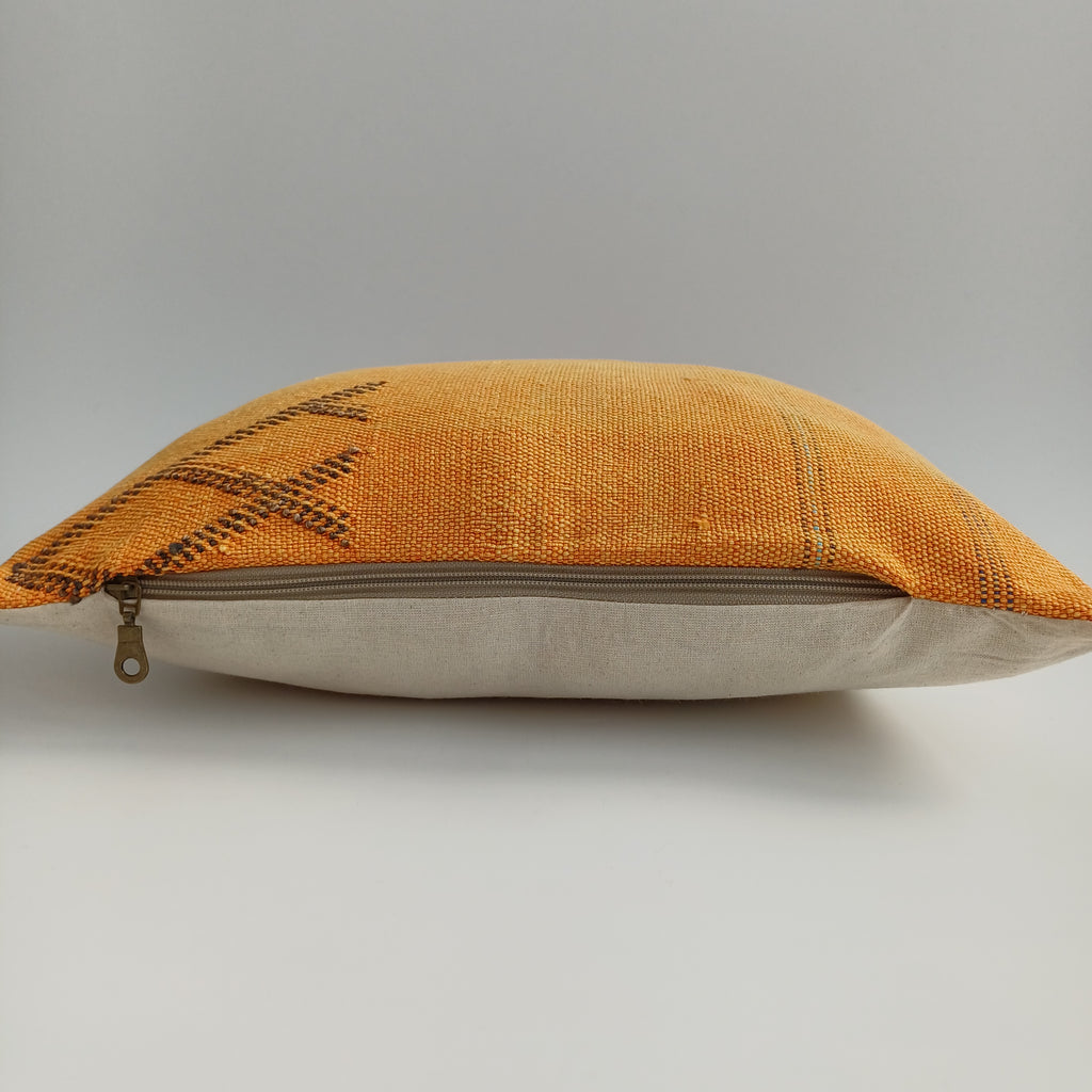 Moroccan Handmade Orange Cactus Silk Cushion Cover 16''x16'' / 40x40 CM