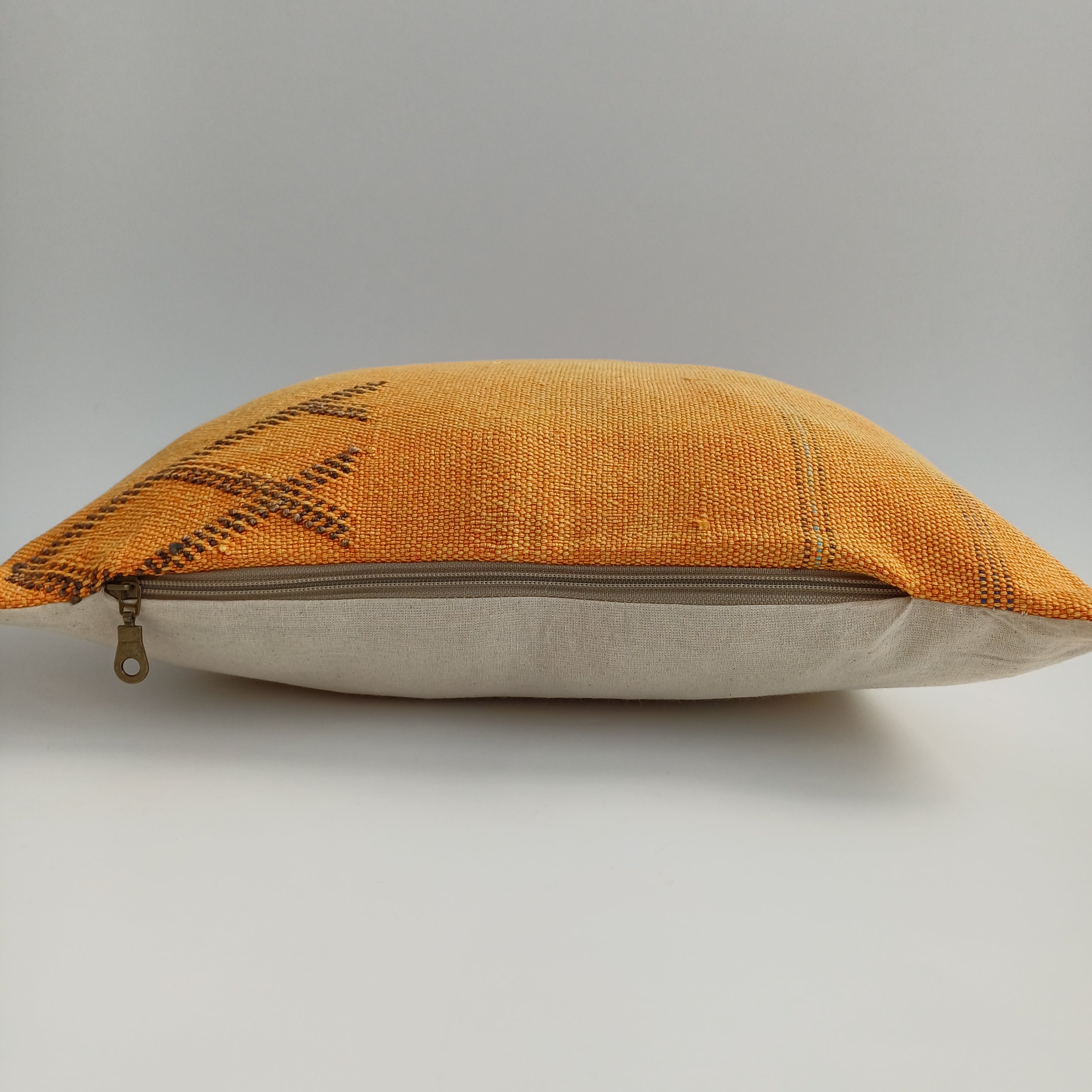 Moroccan Handmade Orange Cactus Silk Cushion Cover 16''x16'' / 40x40 CM