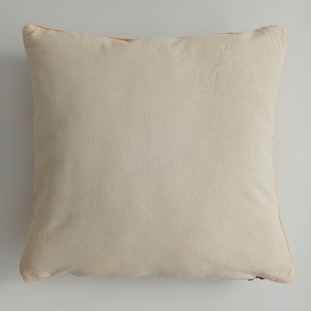 Moroccan Handmade Orange Cactus Silk Cushion Cover 16''x16'' / 40x40 CM