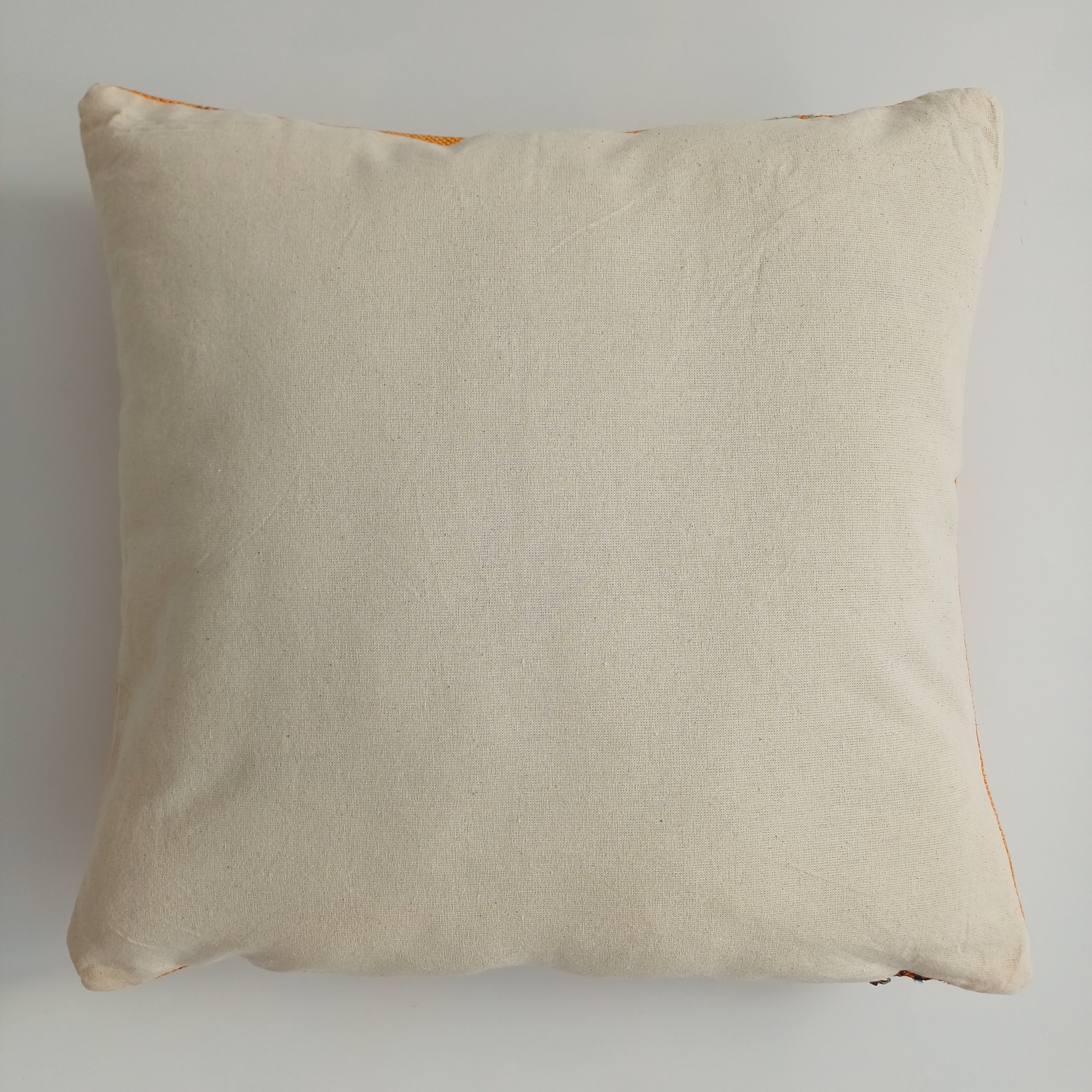 Moroccan Handmade Orange Cactus Silk Cushion Cover 16''x16'' / 40x40 CM