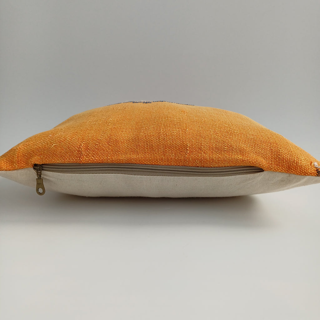 Moroccan Handmade Orange Cactus Silk Cushion Cover 16''x16'' / 40x40 CM