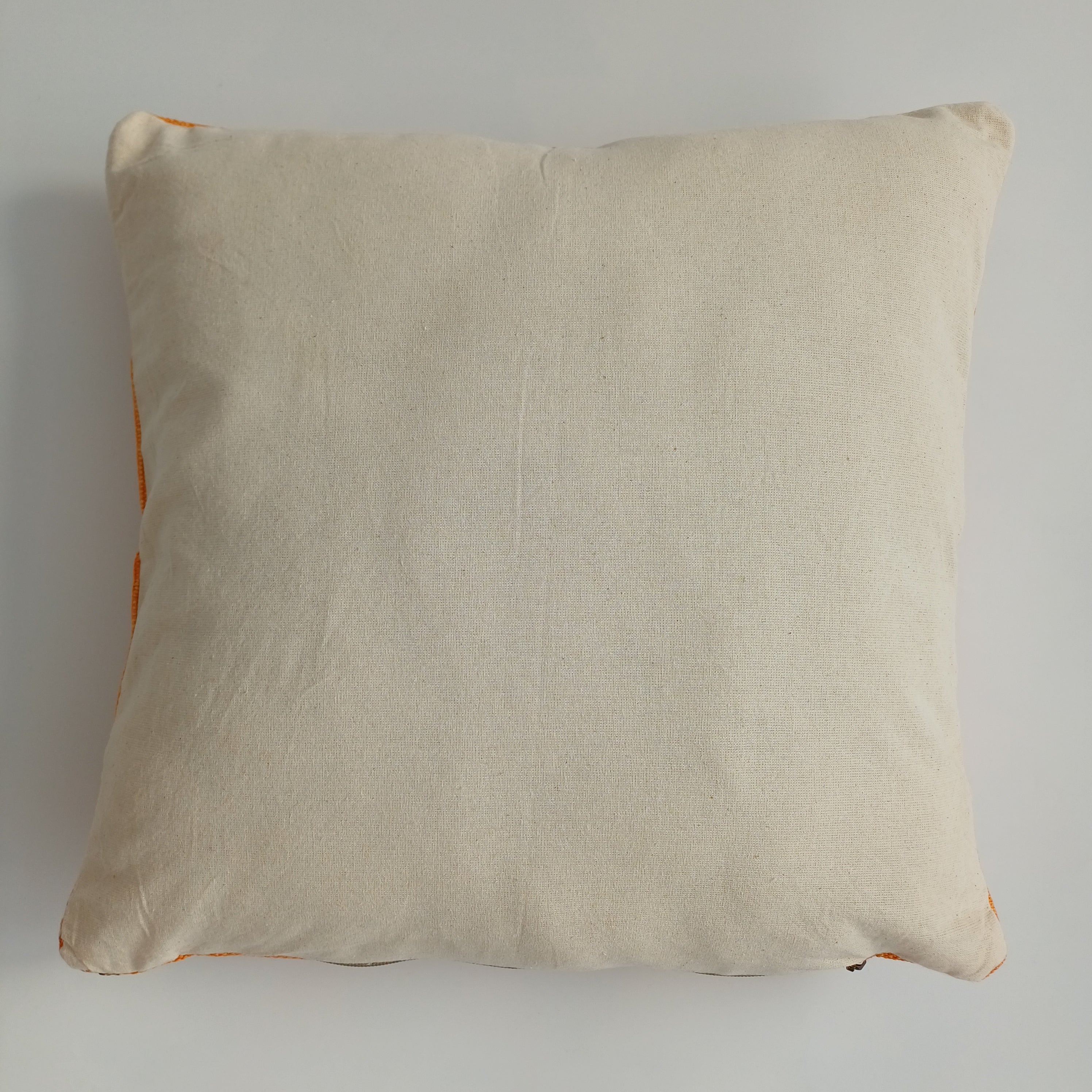 Moroccan Handmade Orange Cactus Silk Cushion Cover 16''x16'' / 40x40 CM