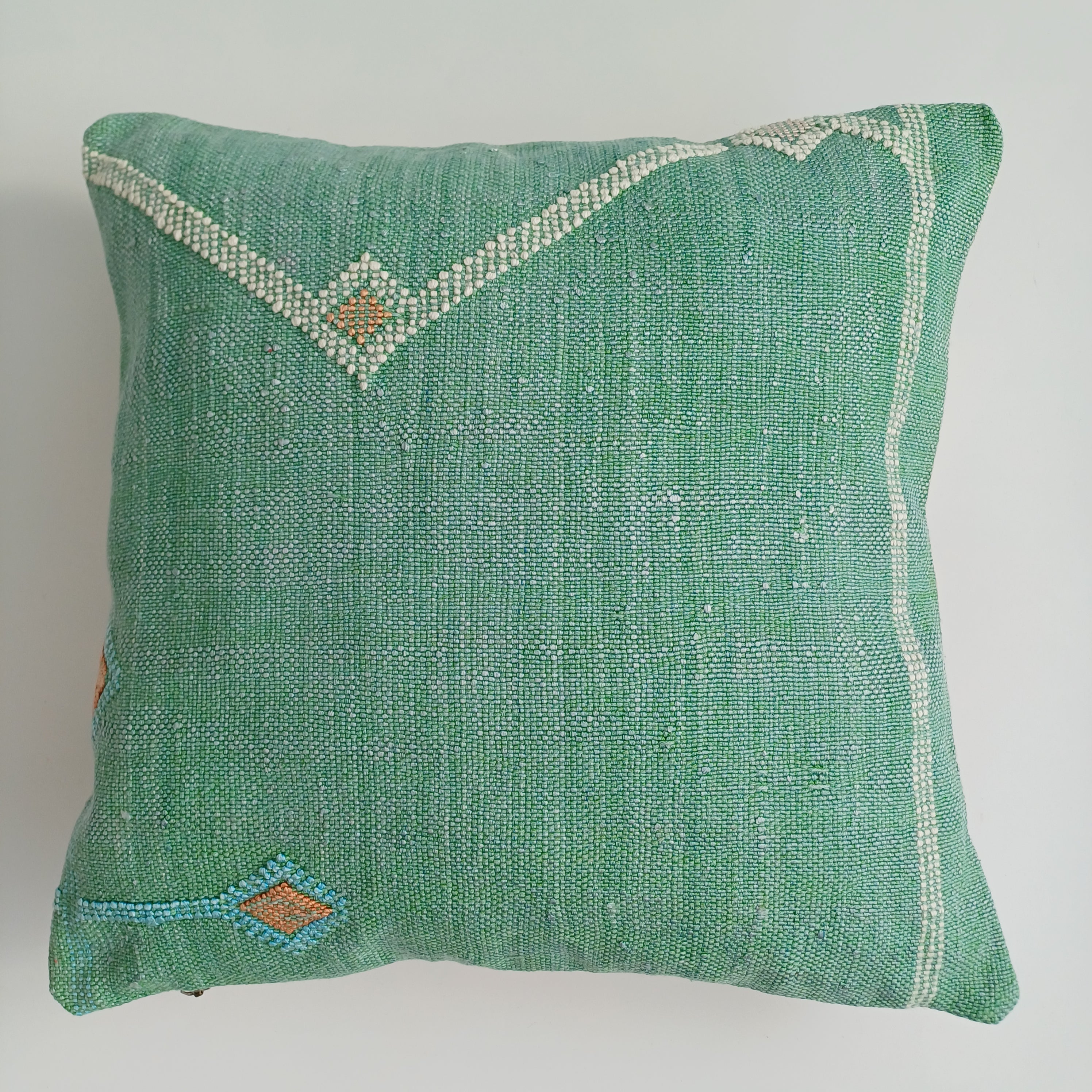 Moroccan Handmade Green Cactus Silk Cushion Cover 16''x16'' / 40x40 CM