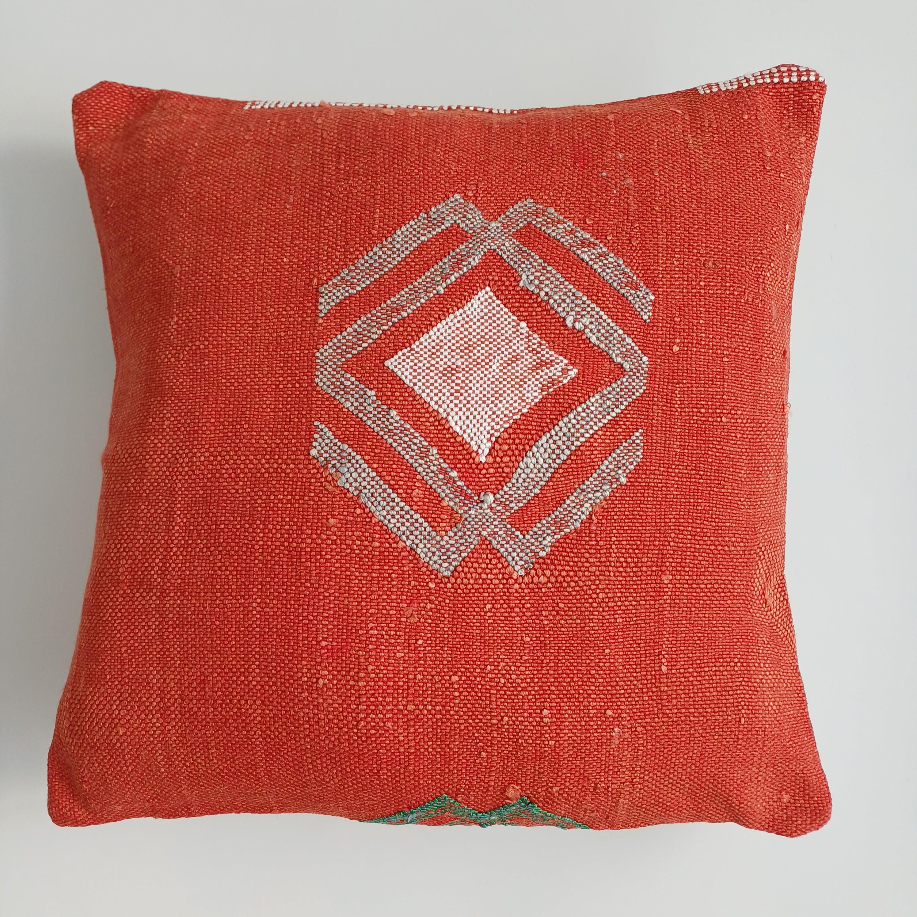 Moroccan Handmade Red Cactus Silk Cushion Cover 16''x16'' / 40x40 CM