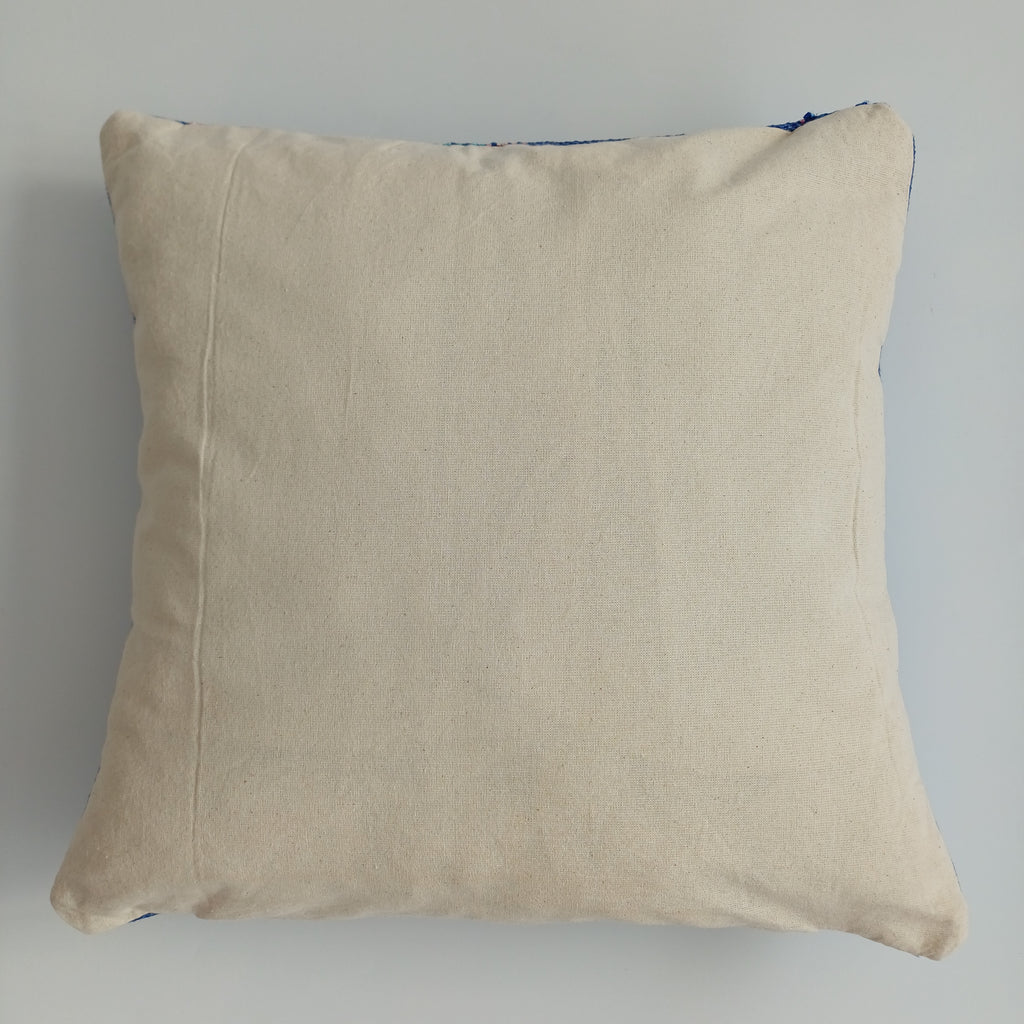 Moroccan Handmade Dark Blue Cactus Silk Cushion Cover 16''x16'' / 40x40 CM