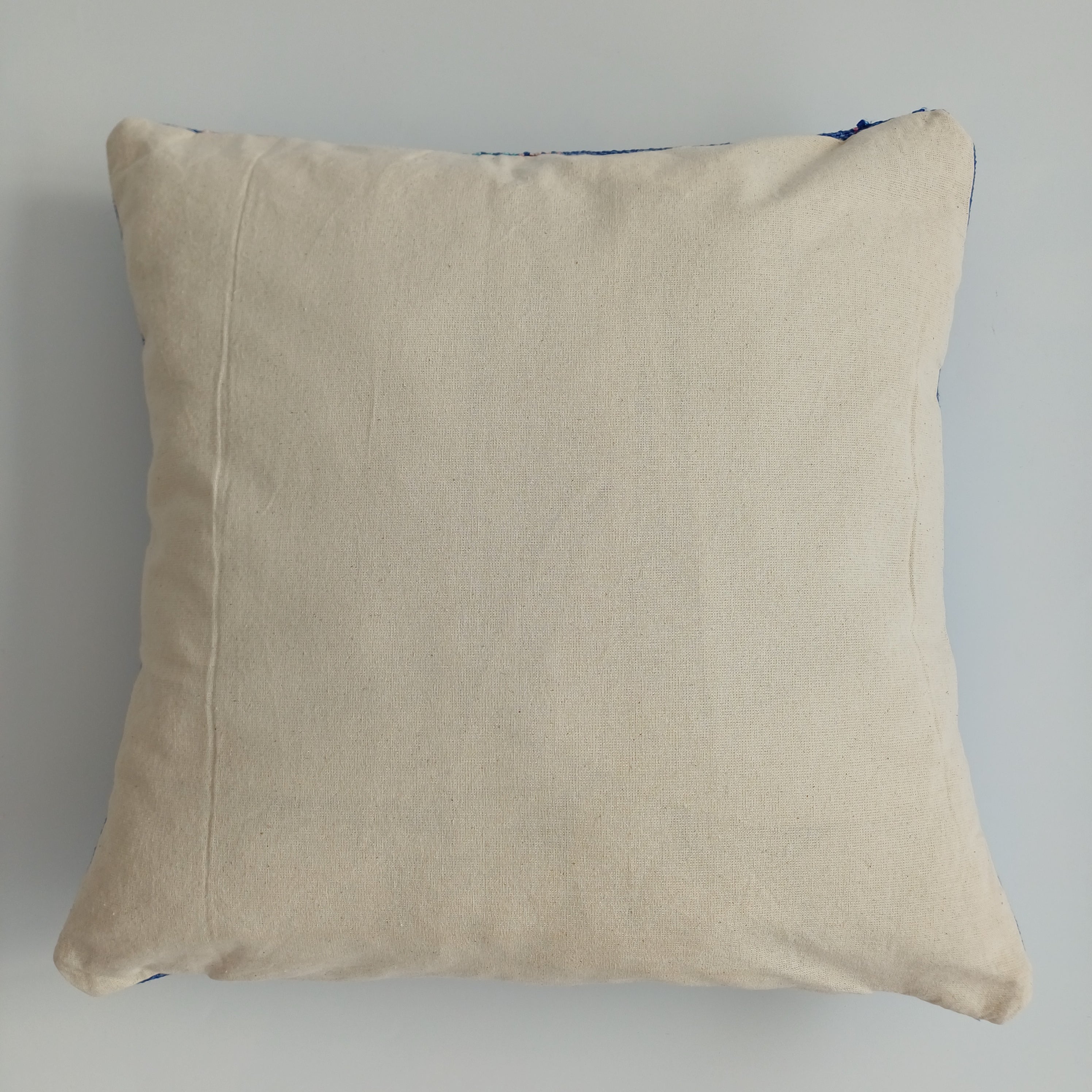 Moroccan Handmade Dark Blue Cactus Silk Cushion Cover 16''x16'' / 40x40 CM