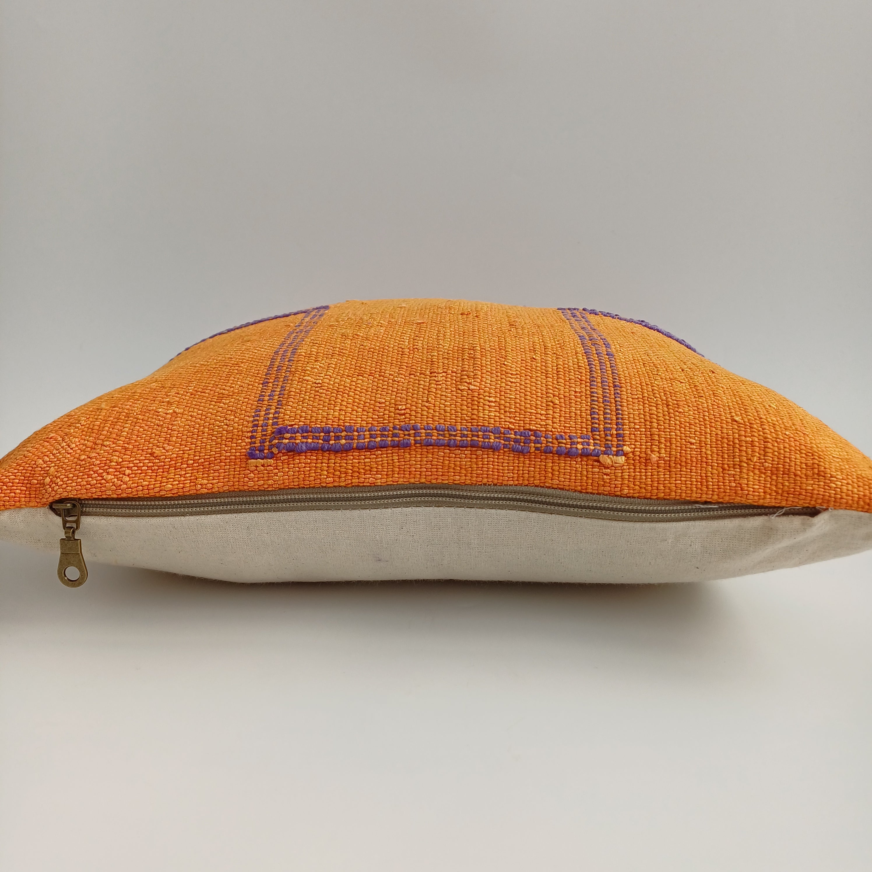 Moroccan Handmade Orange Cactus Silk Cushion Cover 16''x16'' / 40x40 CM