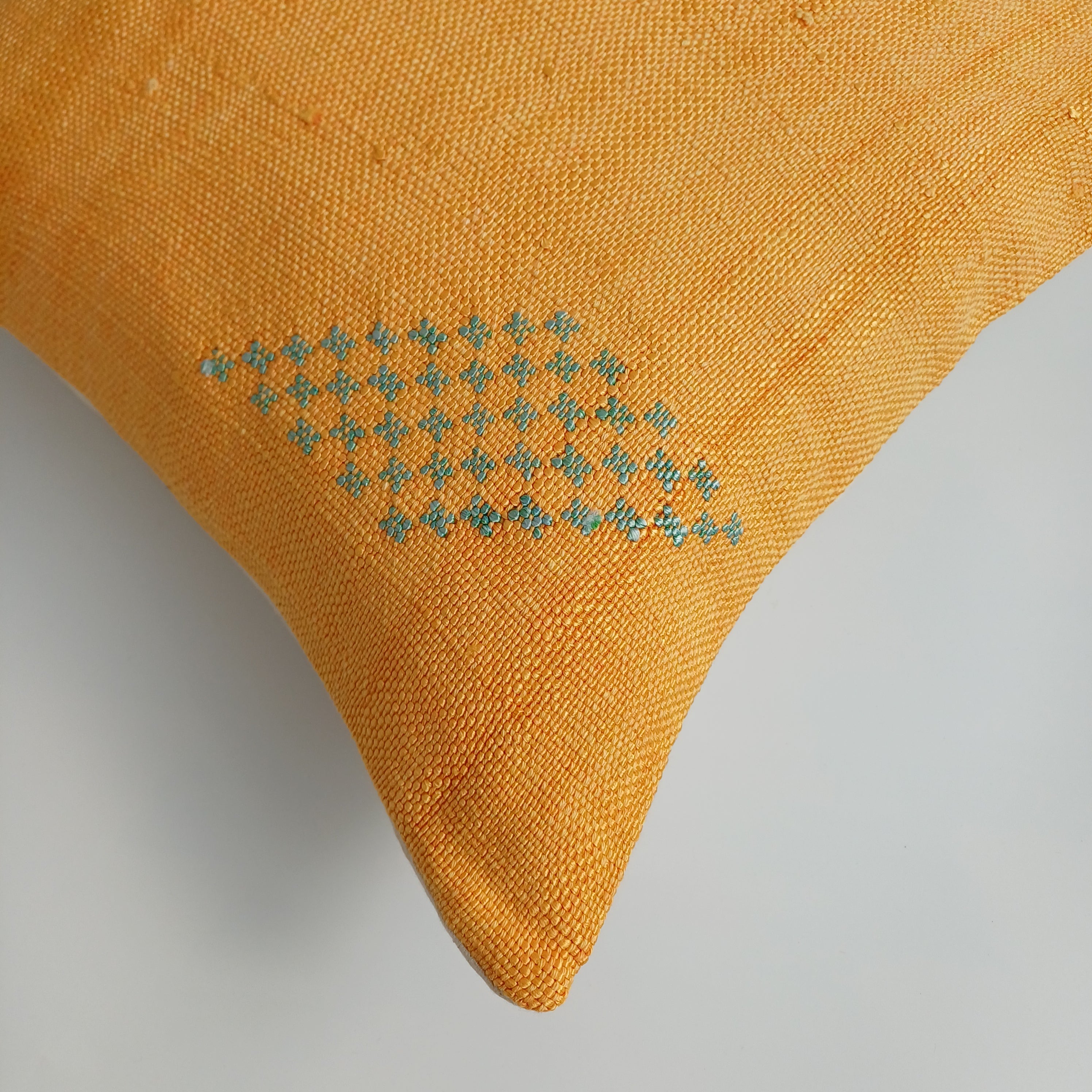Moroccan Handmade Orange Cactus Silk Cushion Cover 16''x16'' / 40x40 CM
