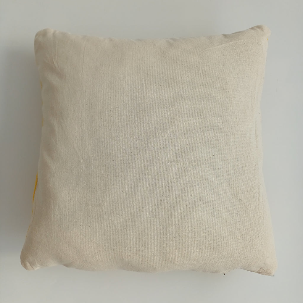 Moroccan Handmade Yellow Cactus Silk Cushion Cover 16''x16'' / 40x40 CM
