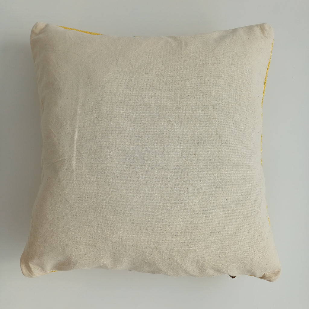 Moroccan Handmade Yellow Cactus Silk Cushion Cover 16''x16'' / 40x40 CM