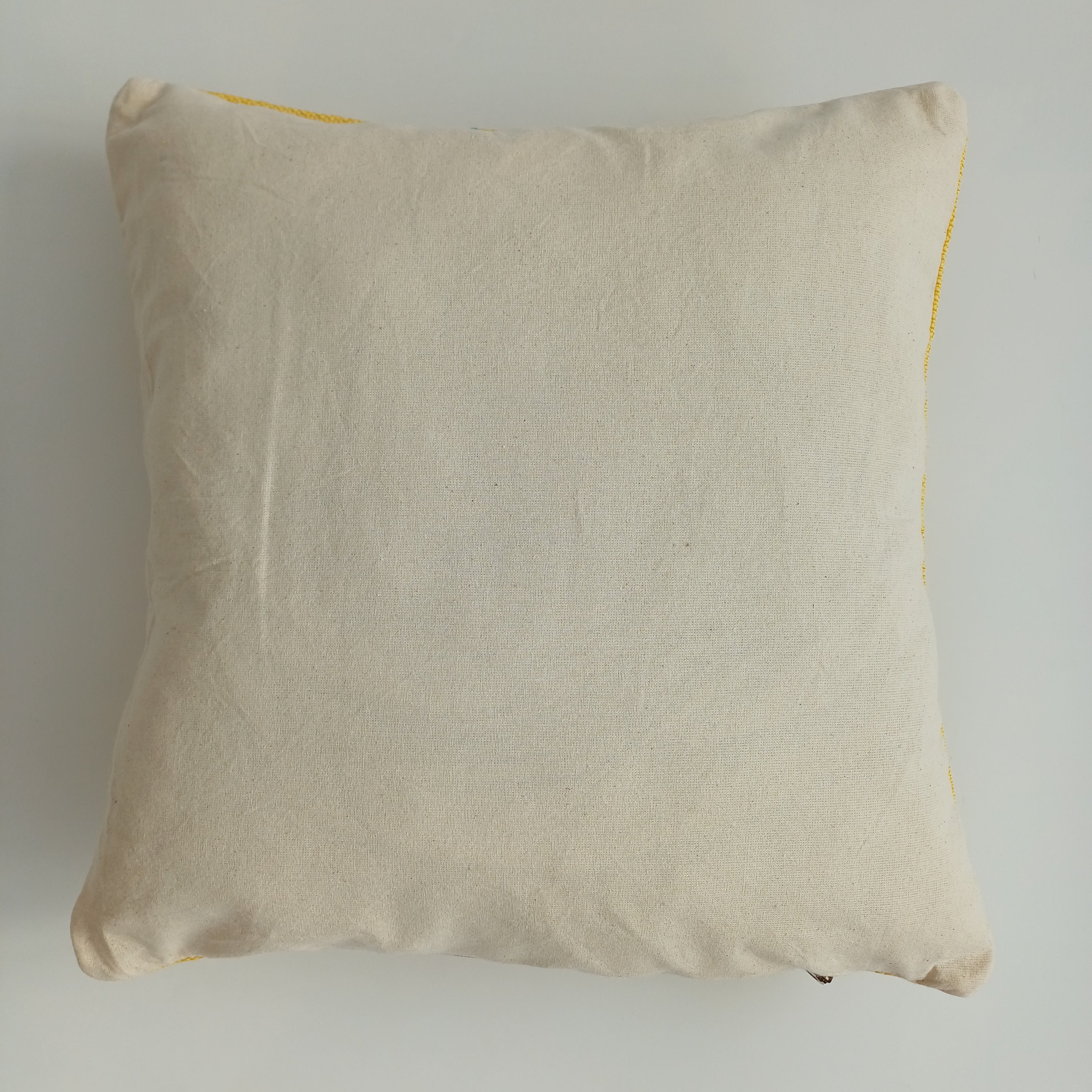 Moroccan Handmade Yellow Cactus Silk Cushion Cover 16''x16'' / 40x40 CM