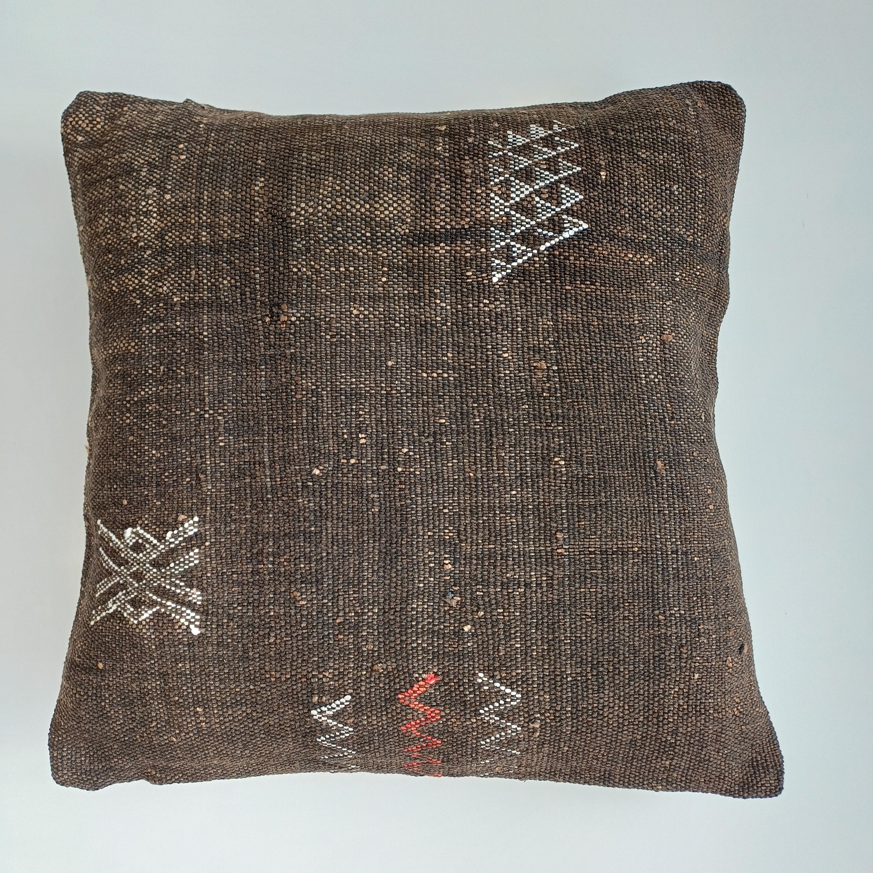 Moroccan Handmade Brown Cactus Silk Cushion Cover 16''x16'' / 40x40 CM