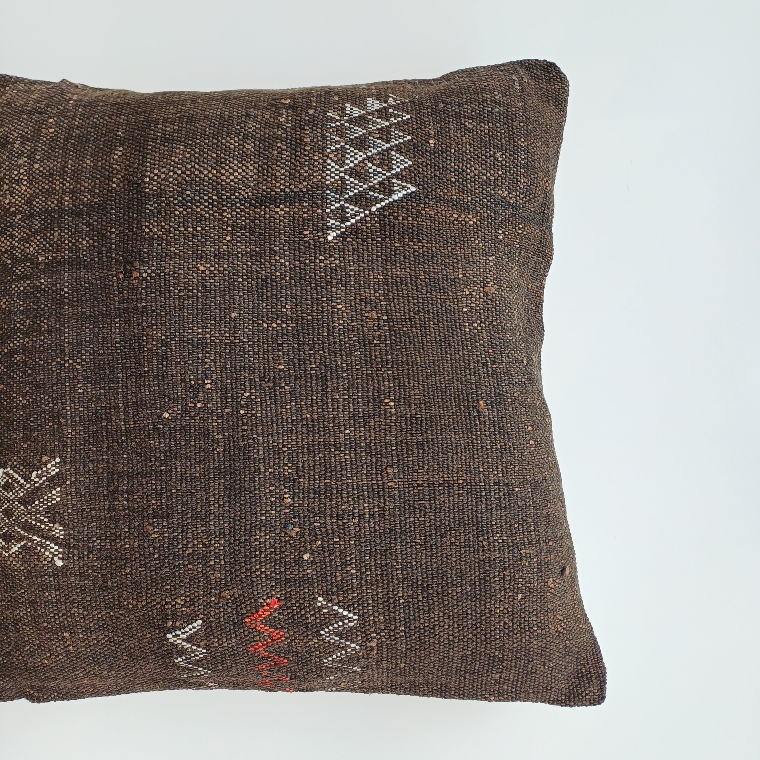 Moroccan Handmade Brown Cactus Silk Cushion Cover 16''x16'' / 40x40 CM