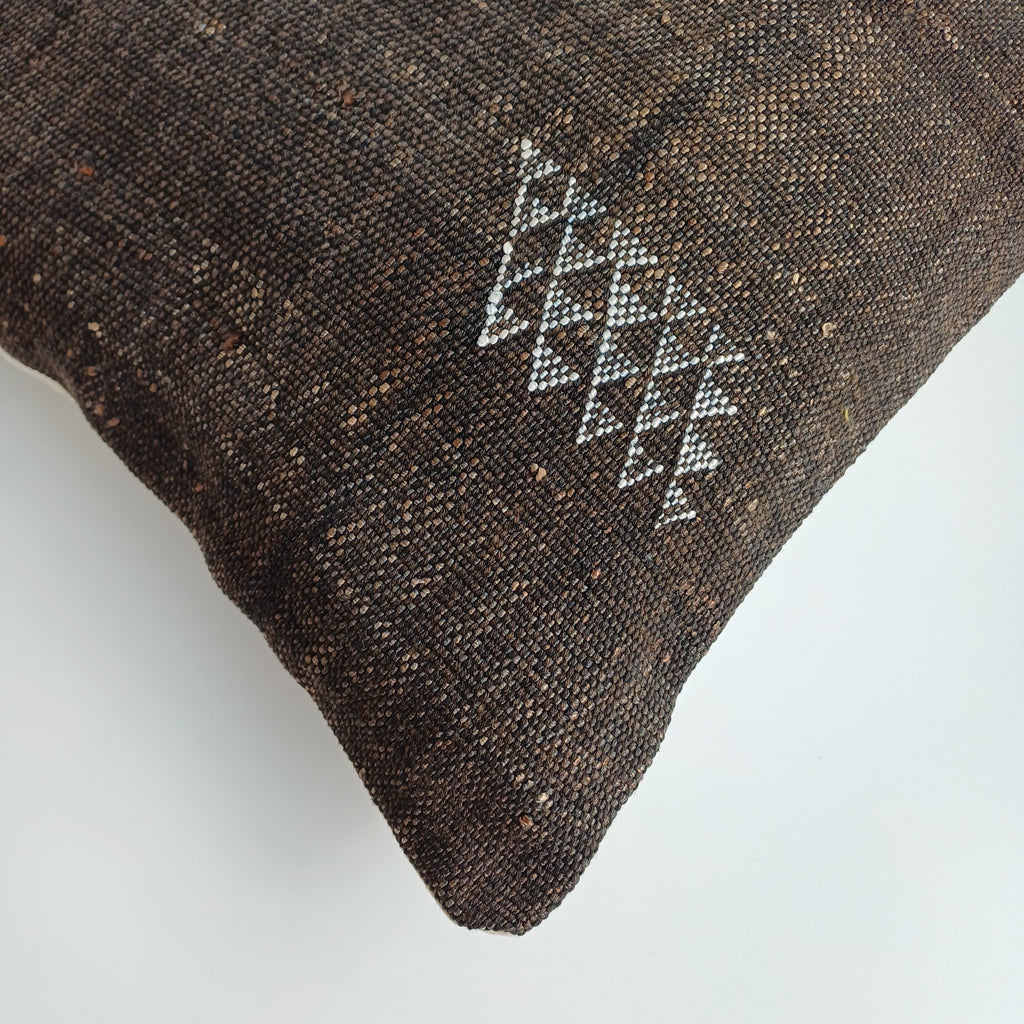 Moroccan Handmade Brown Cactus Silk Cushion Cover 16''x16'' / 40x40 CM