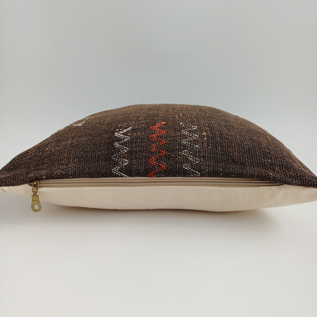 Moroccan Handmade Brown Cactus Silk Cushion Cover 16''x16'' / 40x40 CM