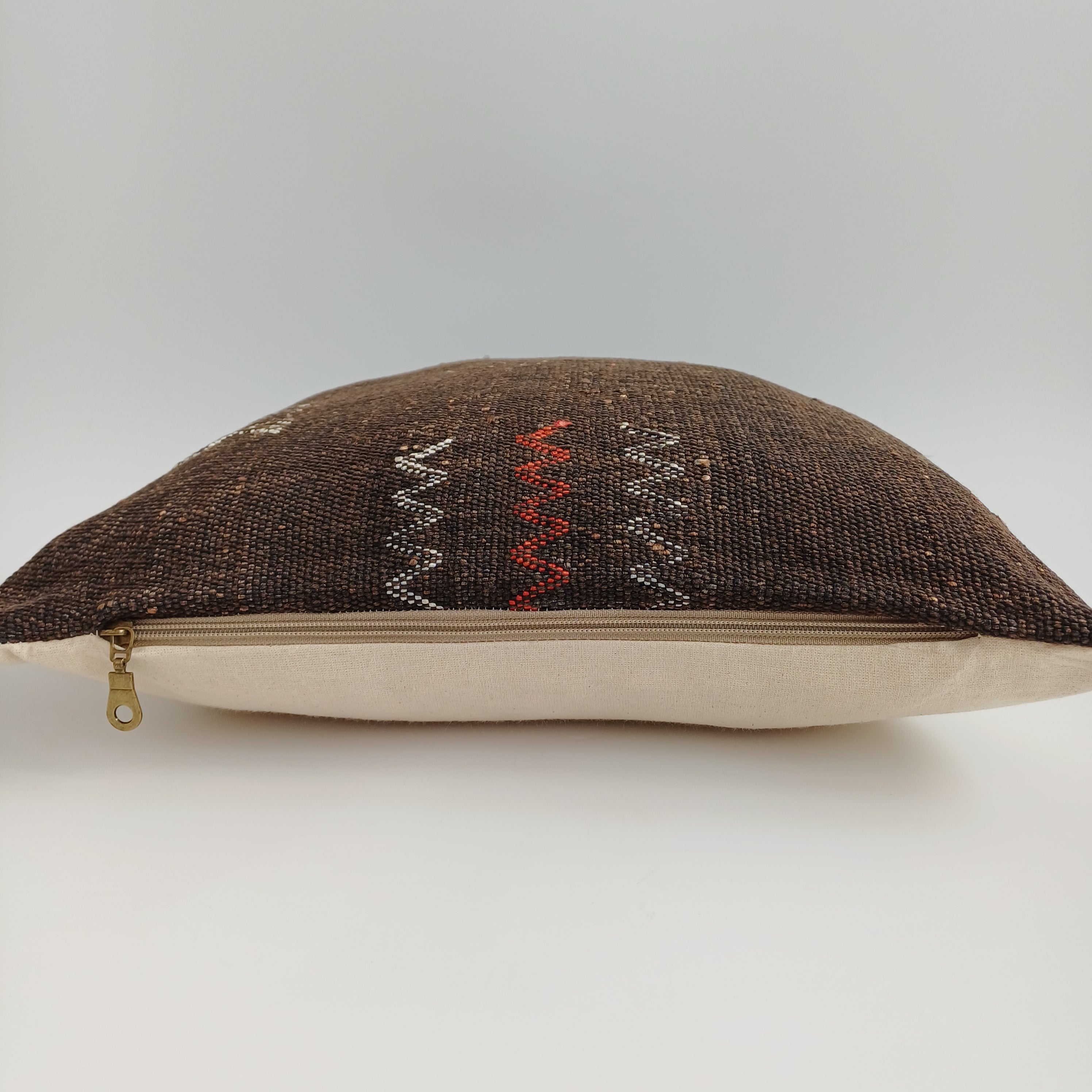 Moroccan Handmade Brown Cactus Silk Cushion Cover 16''x16'' / 40x40 CM