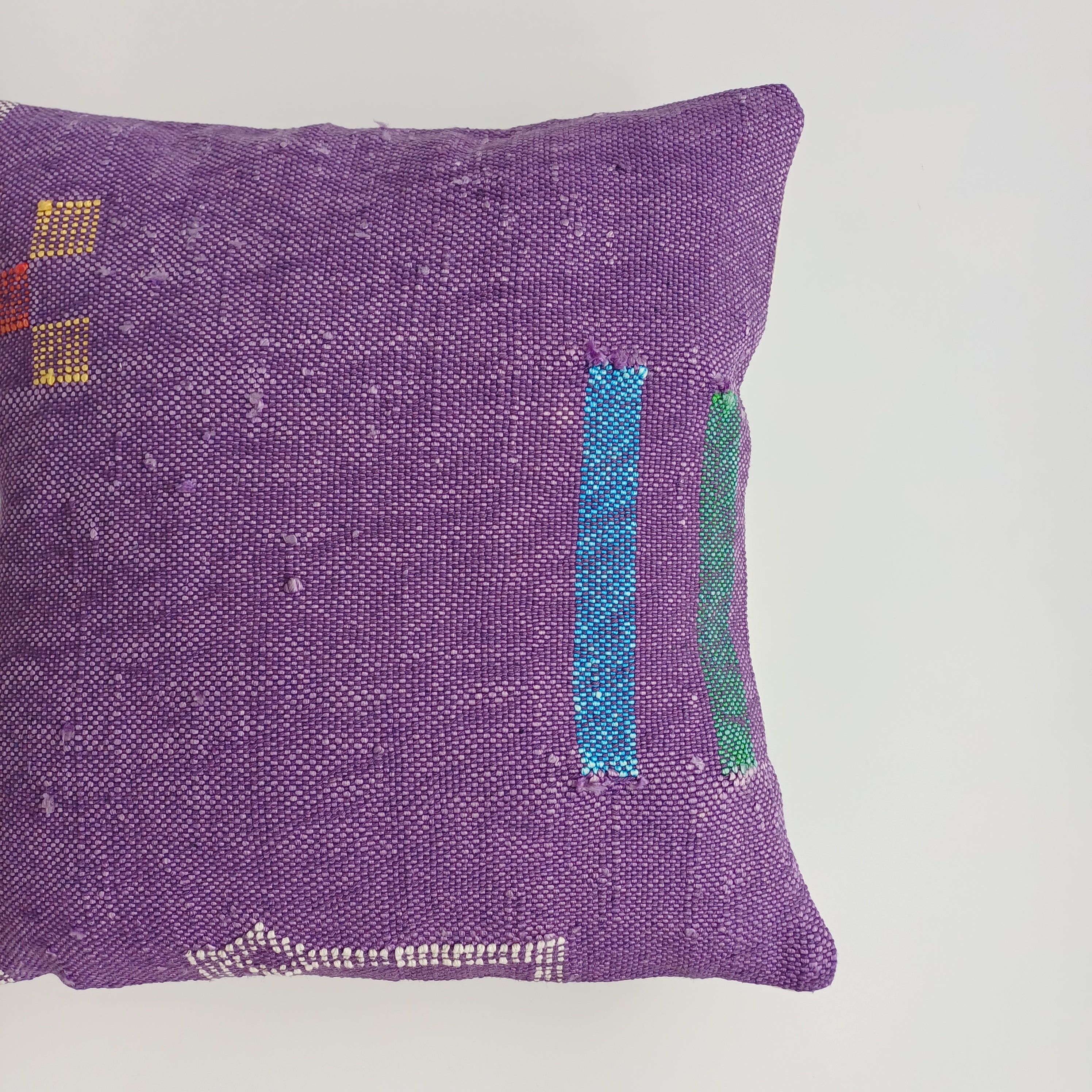 Moroccan Handmade Purple Cactus Silk Cushion Cover 16''x16'' / 40x37 CM