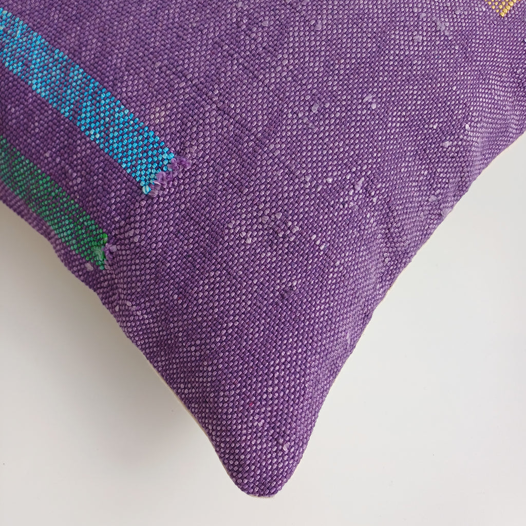 Moroccan Handmade Purple Cactus Silk Cushion Cover 16''x16'' / 40x37 CM