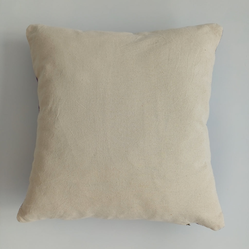 Moroccan Handmade Purple Cactus Silk Cushion Cover 16''x16'' / 40x37 CM