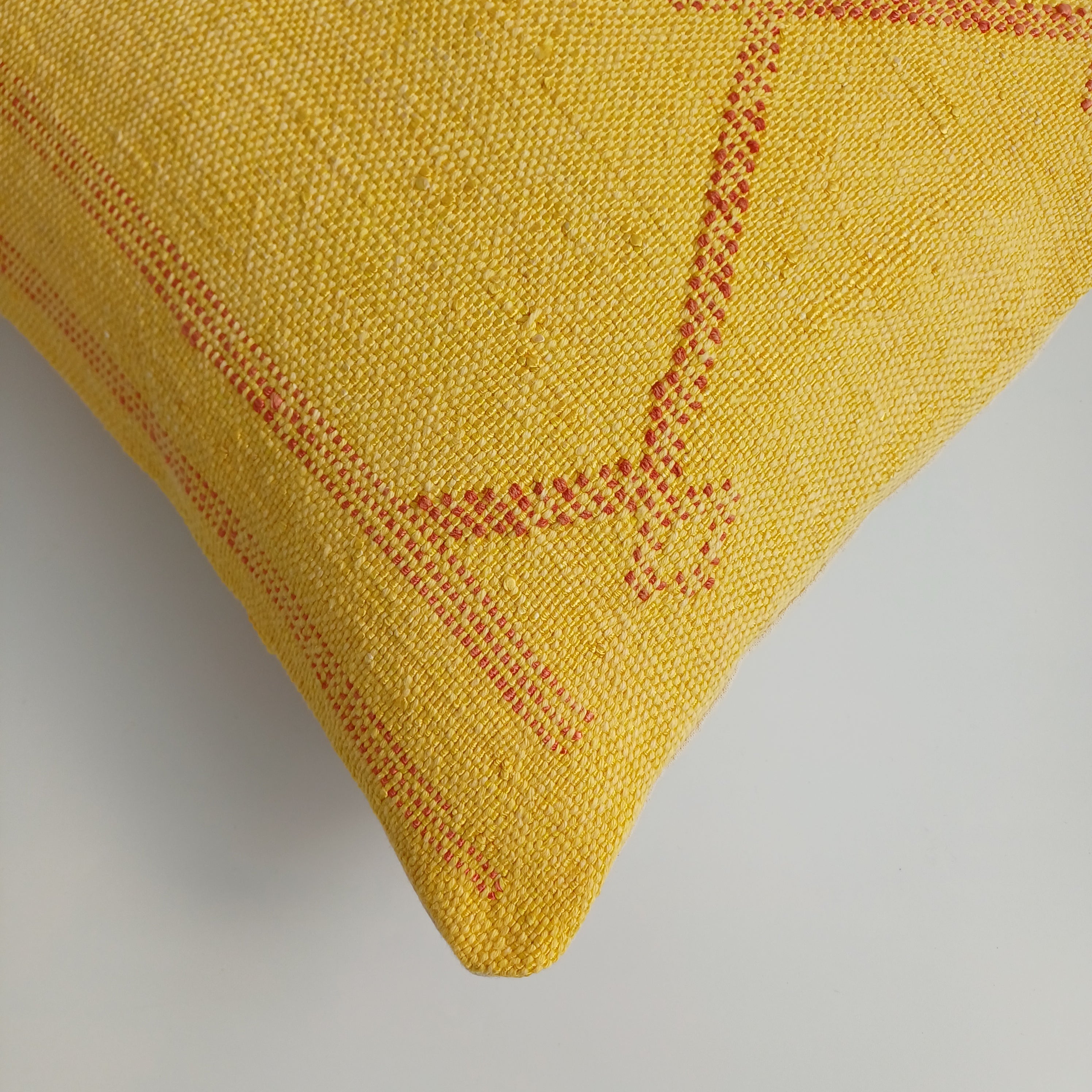 Moroccan Handmade Yellow Cactus Silk Cushion Cover 16''x16'' / 40x40 CM