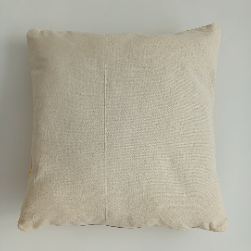 Moroccan Handmade Yellow Cactus Silk Cushion Cover 16''x16'' / 40x40 CM